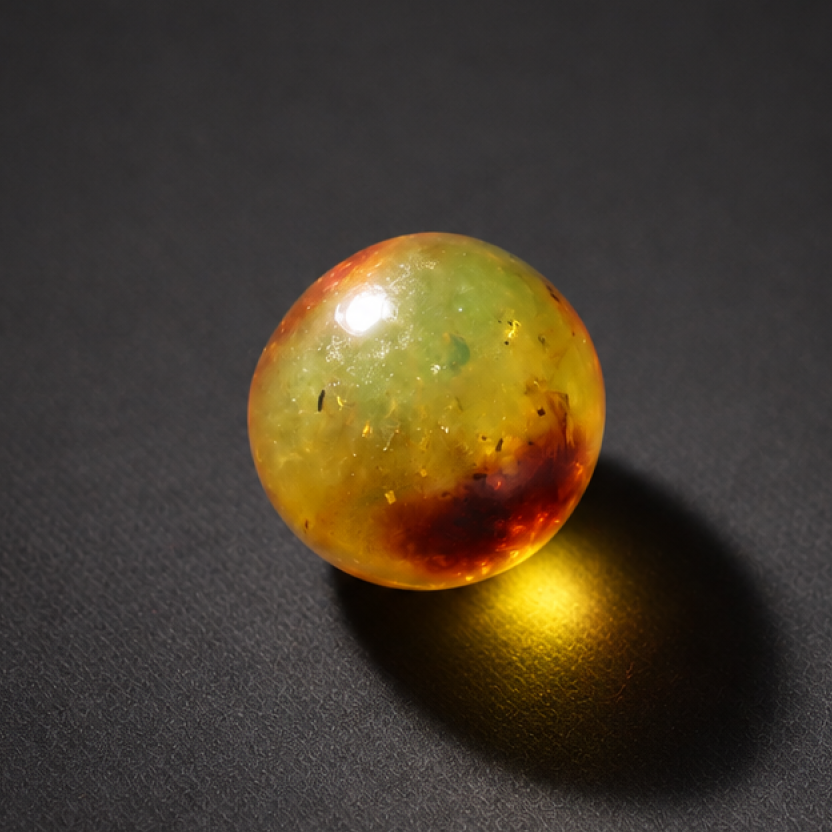 Earth mined yellow orange Dominican amber sphere/ball 18.5mm