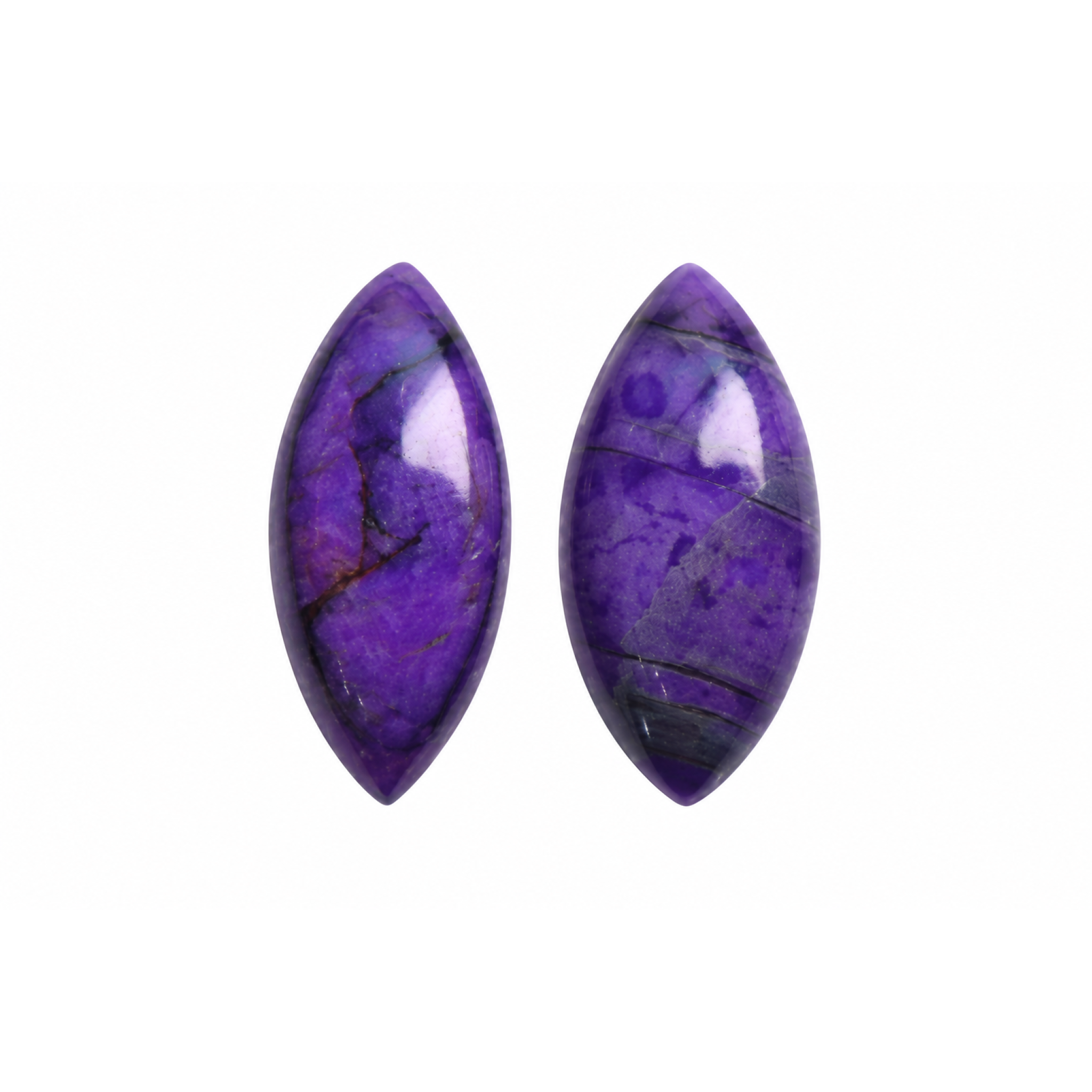 Genuine purple sugilite matched pair 16mm