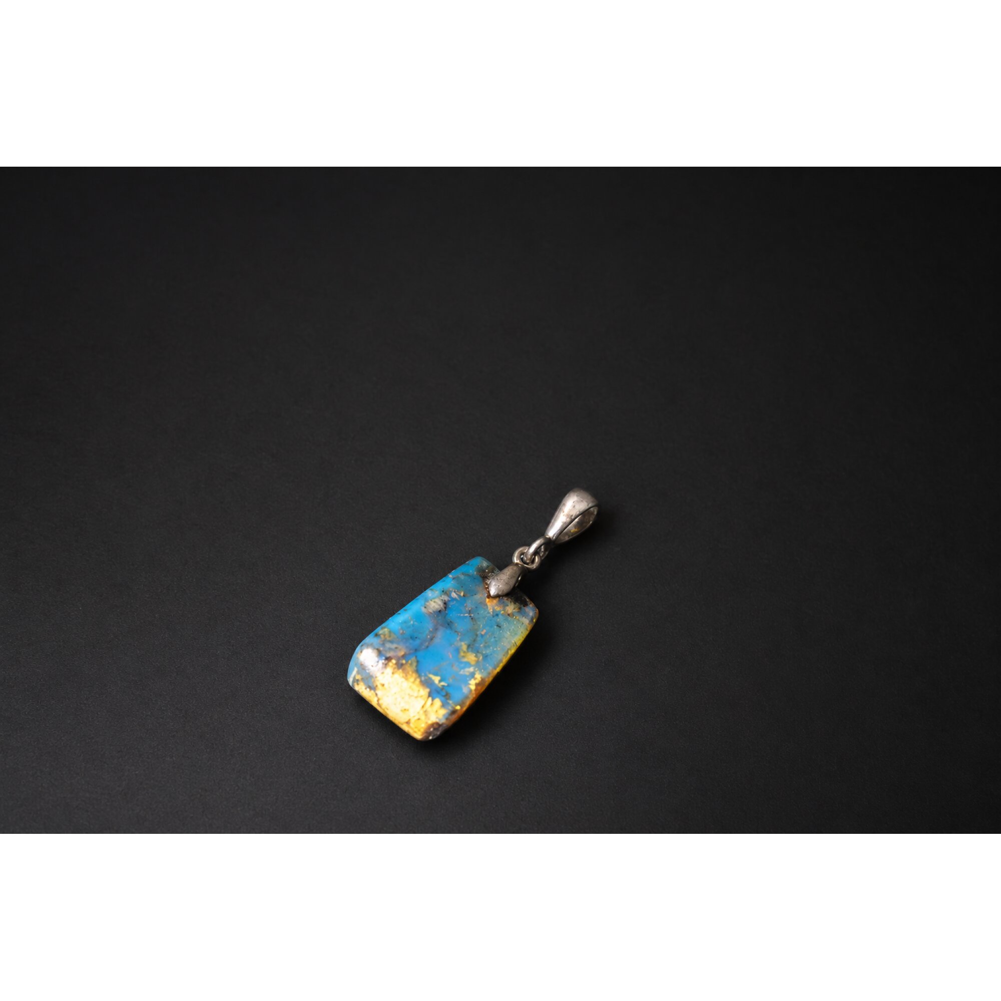Hand finished royal blue Dominican amber sterling silver pendant 24mm – photo 9
