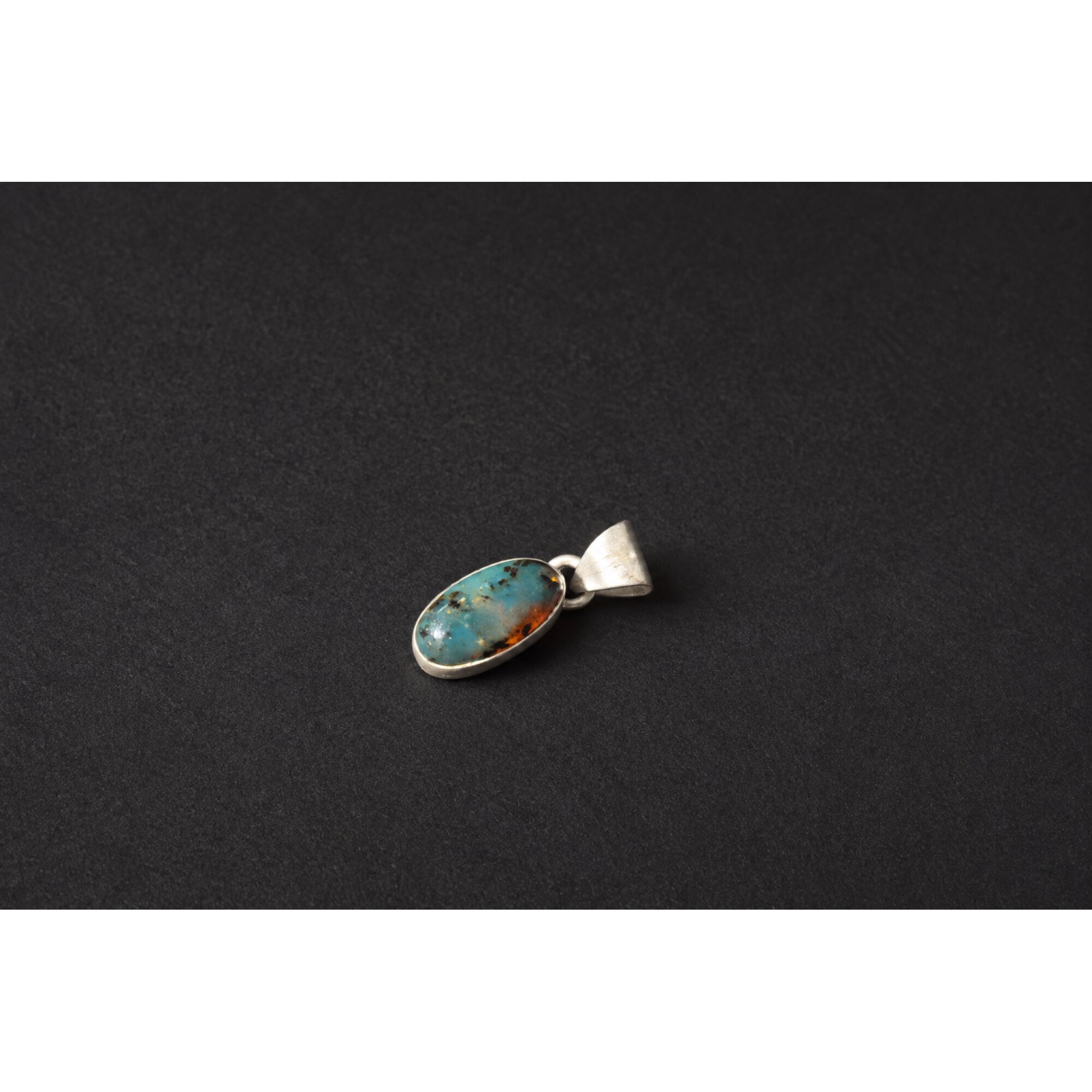 Individually crafted deep blue Dominican amber sterling silver pendant 23mm – photo 5