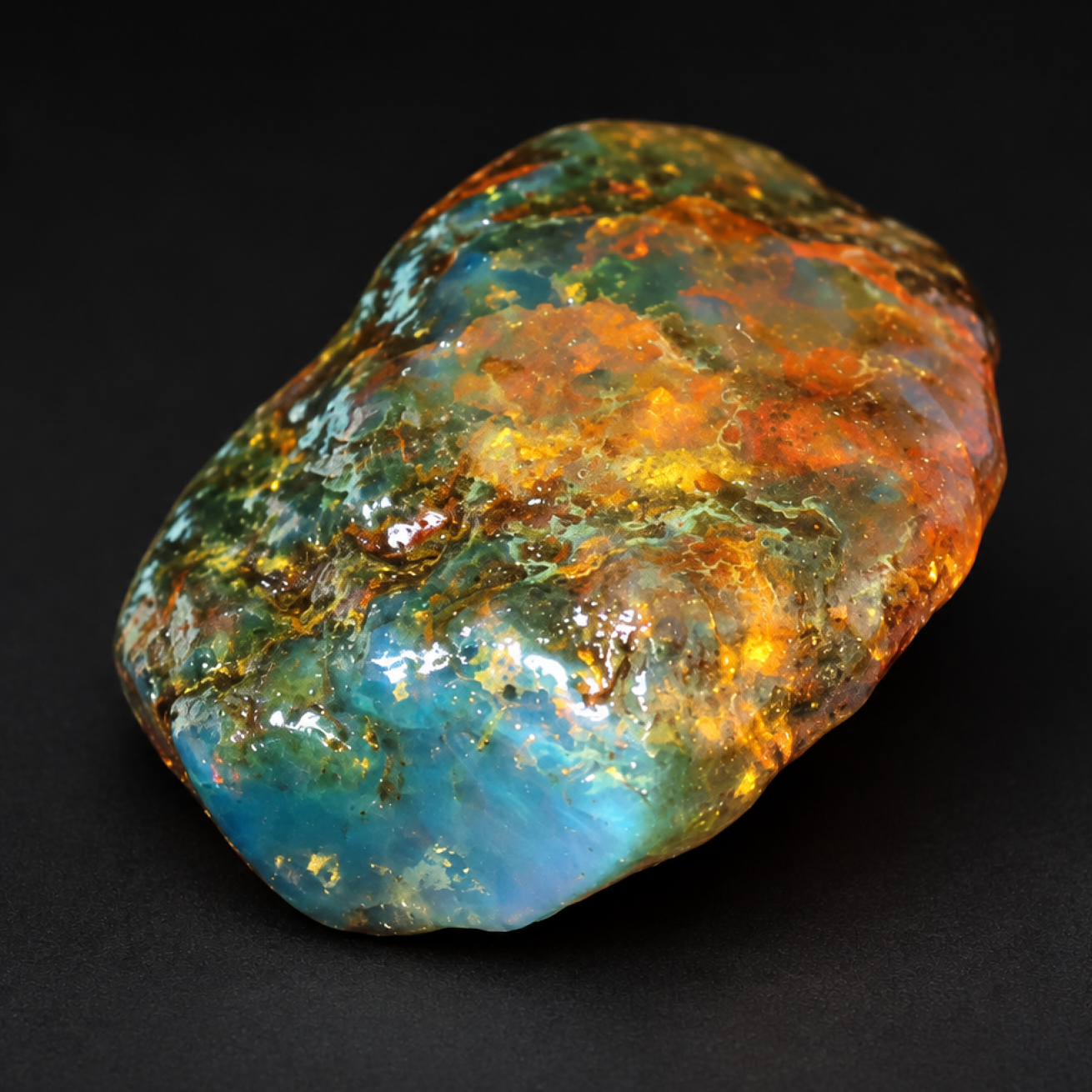 Pure natural sky blue rough specimen Dominican amber 48mm