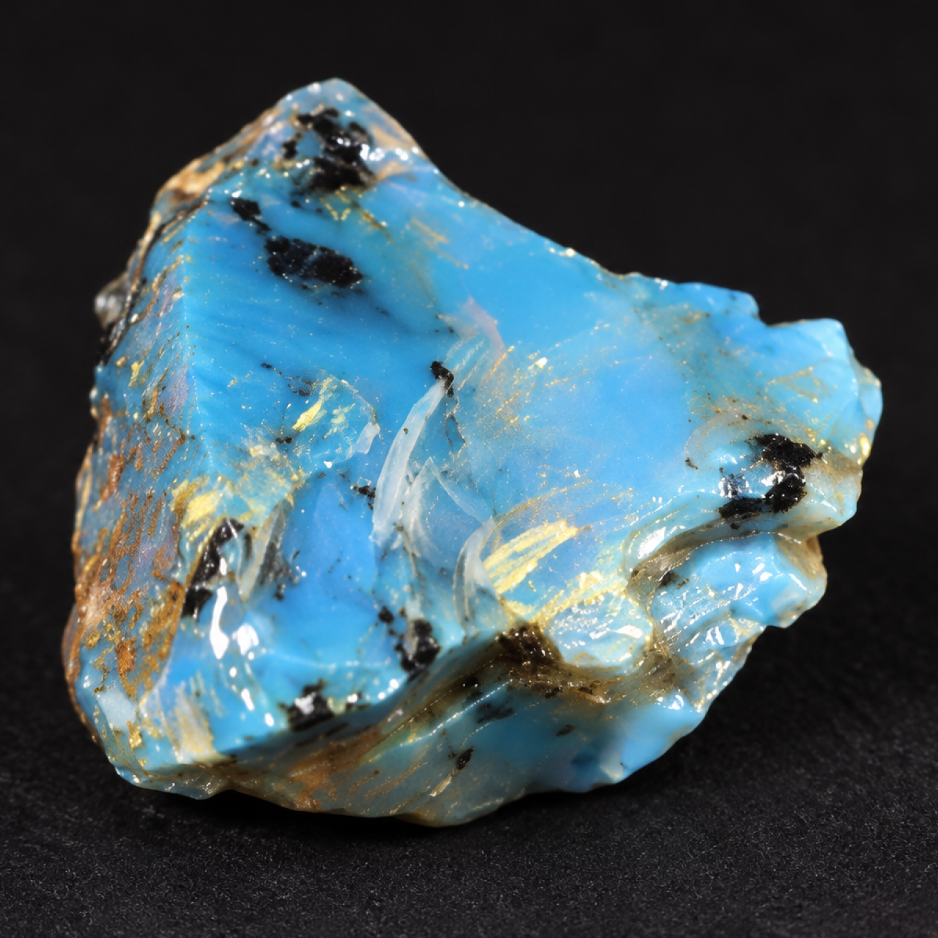 Natural sky blue rough specimen Dominican amber 30mm