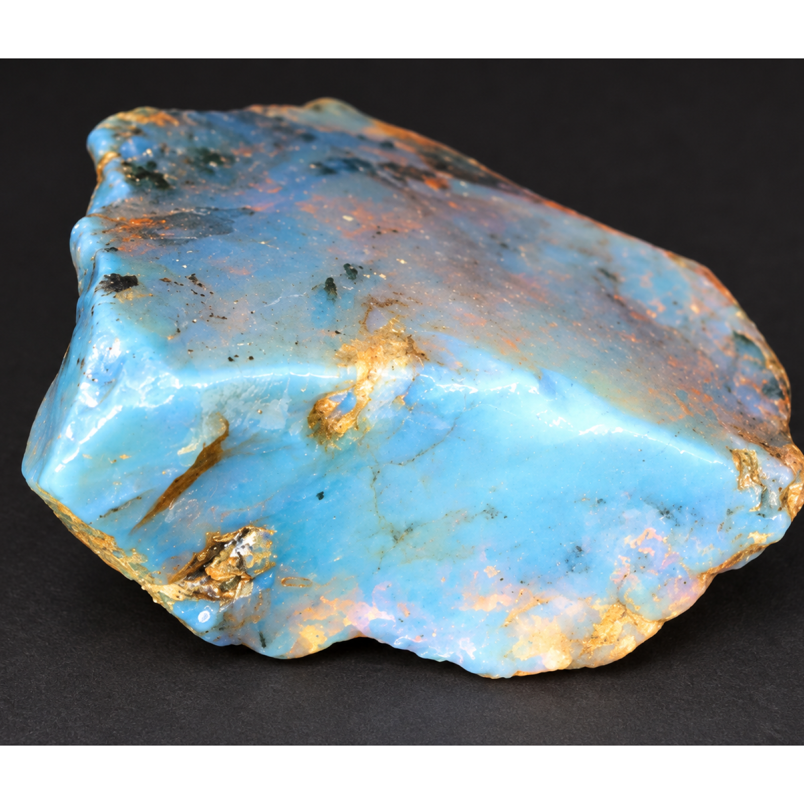 Natural sky blue rough specimen Dominican amber 60mm