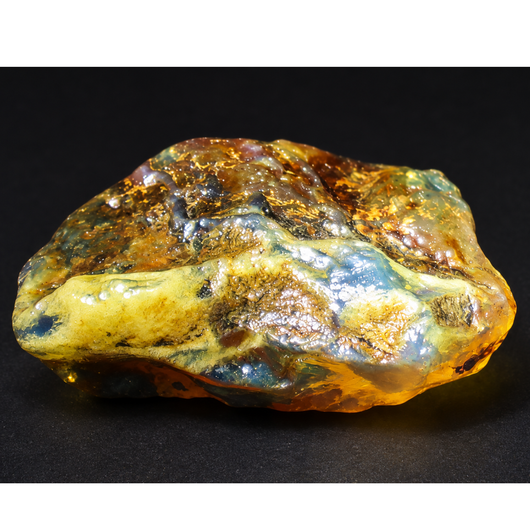Genuine yellow blue rough specimen Dominican amber 41mm