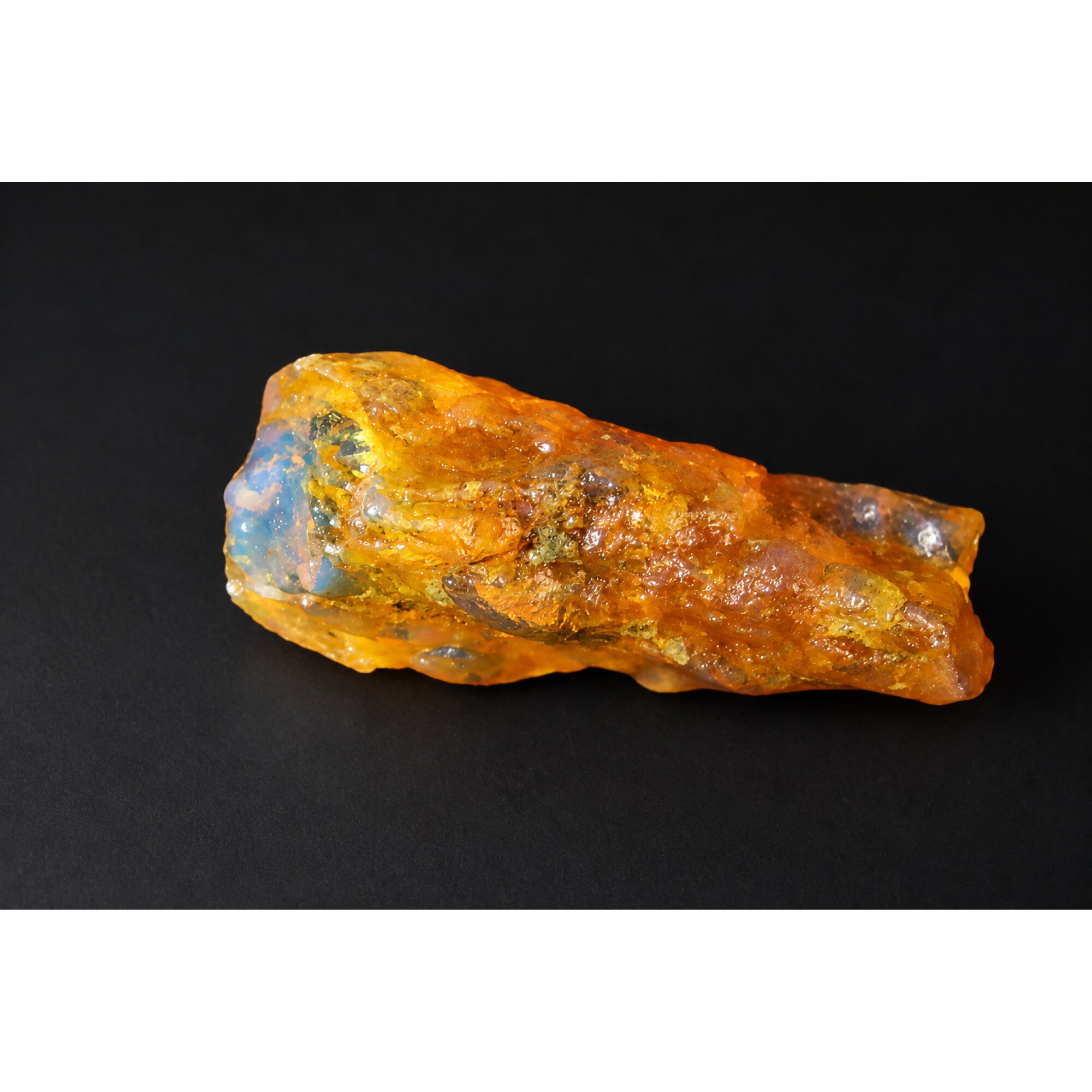 Genuine orange blue rough specimen Dominican amber 43mm – photo 6