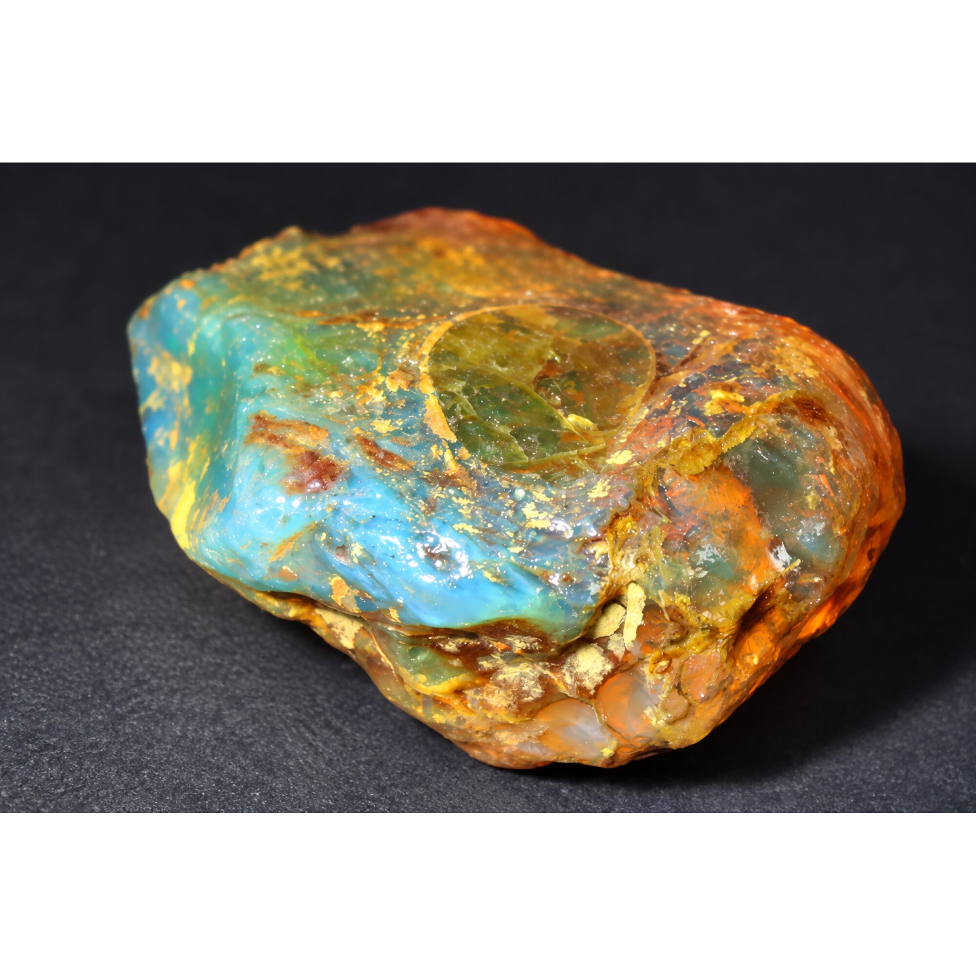 Real orange blue rough specimen Dominican amber 44mm – photo 7
