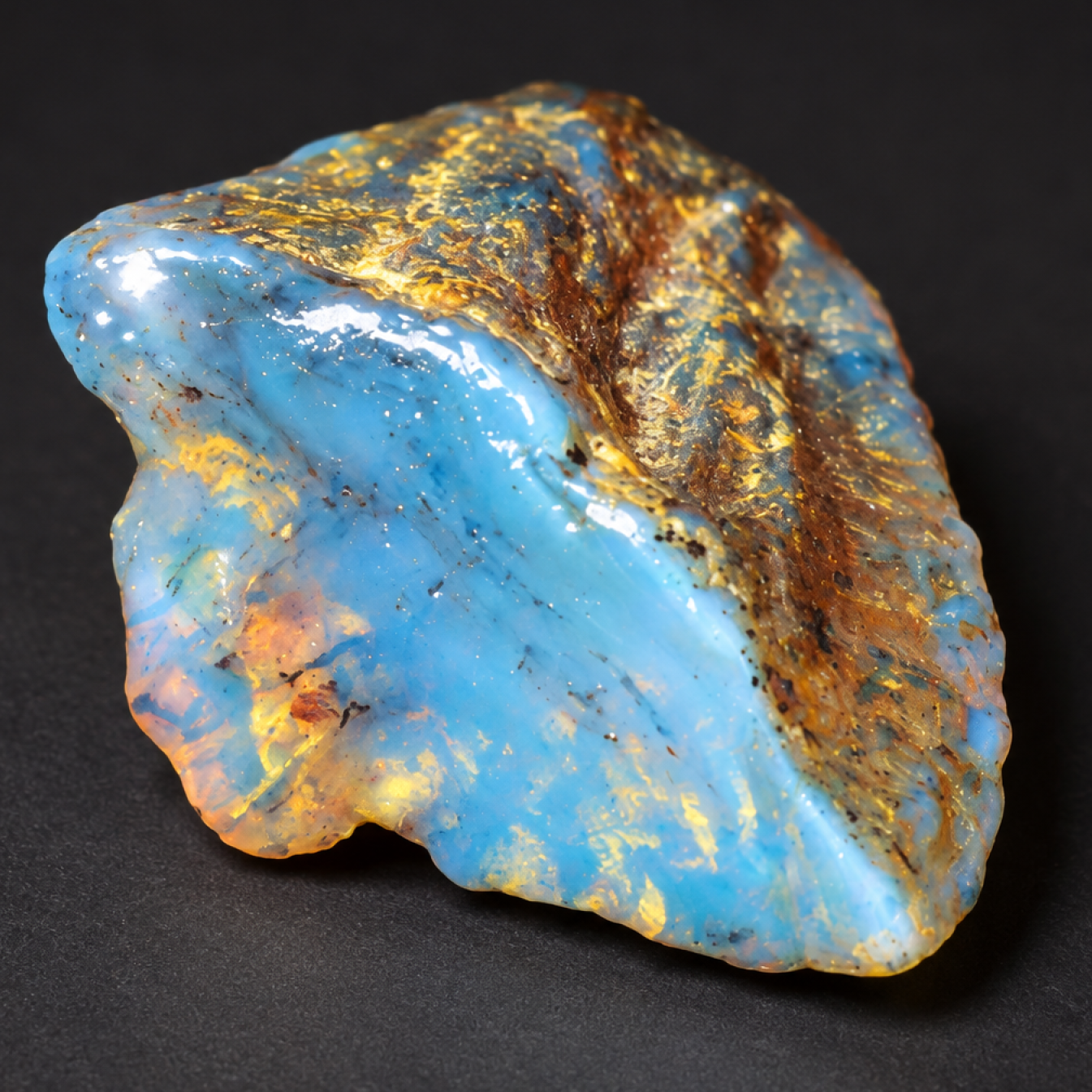 Authentic sky blue rough specimen Dominican amber 35mm