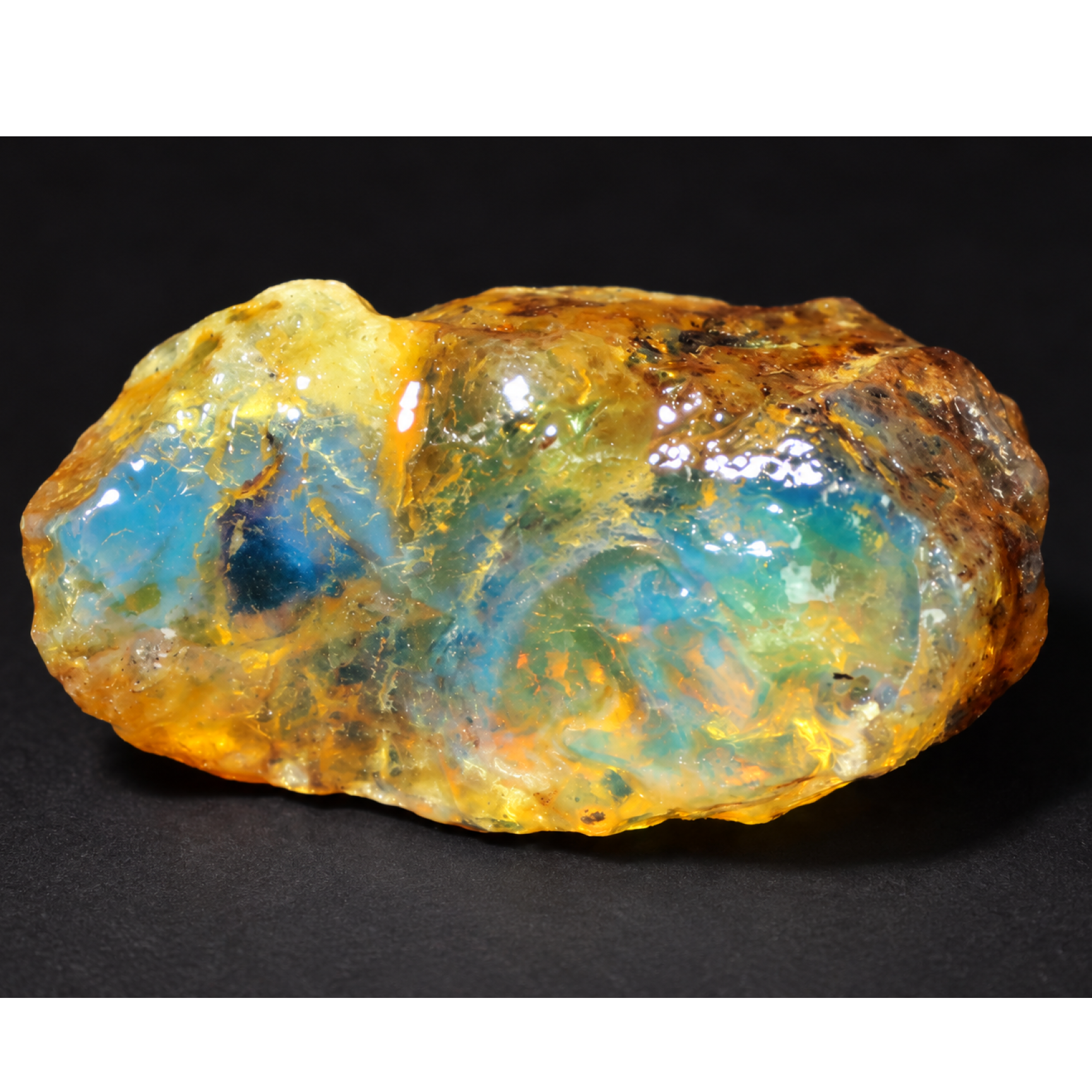 Authentic light green blue rough specimen Dominican amber 46mm