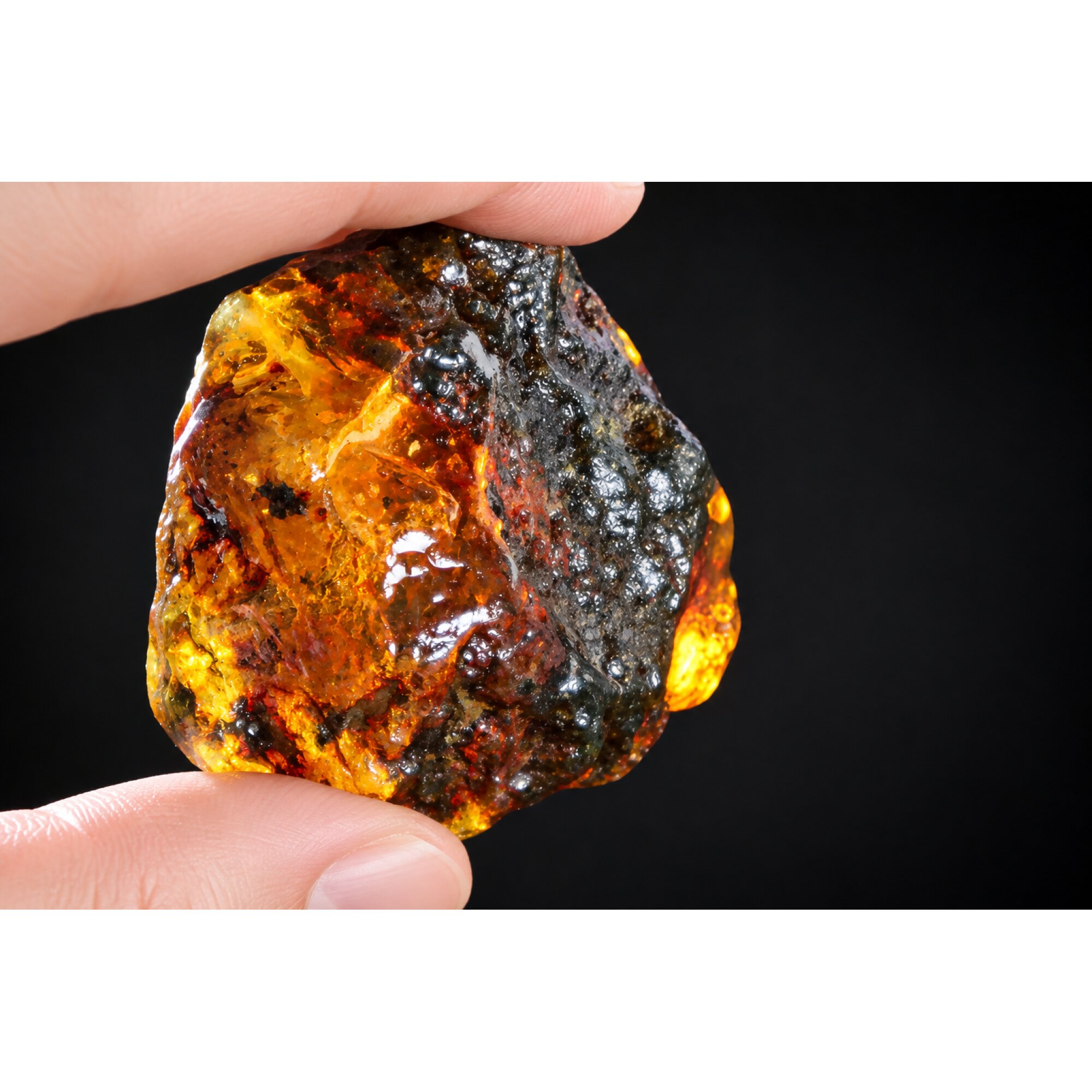 Authentic deep green blue rough specimen Dominican amber 60mm – photo 15