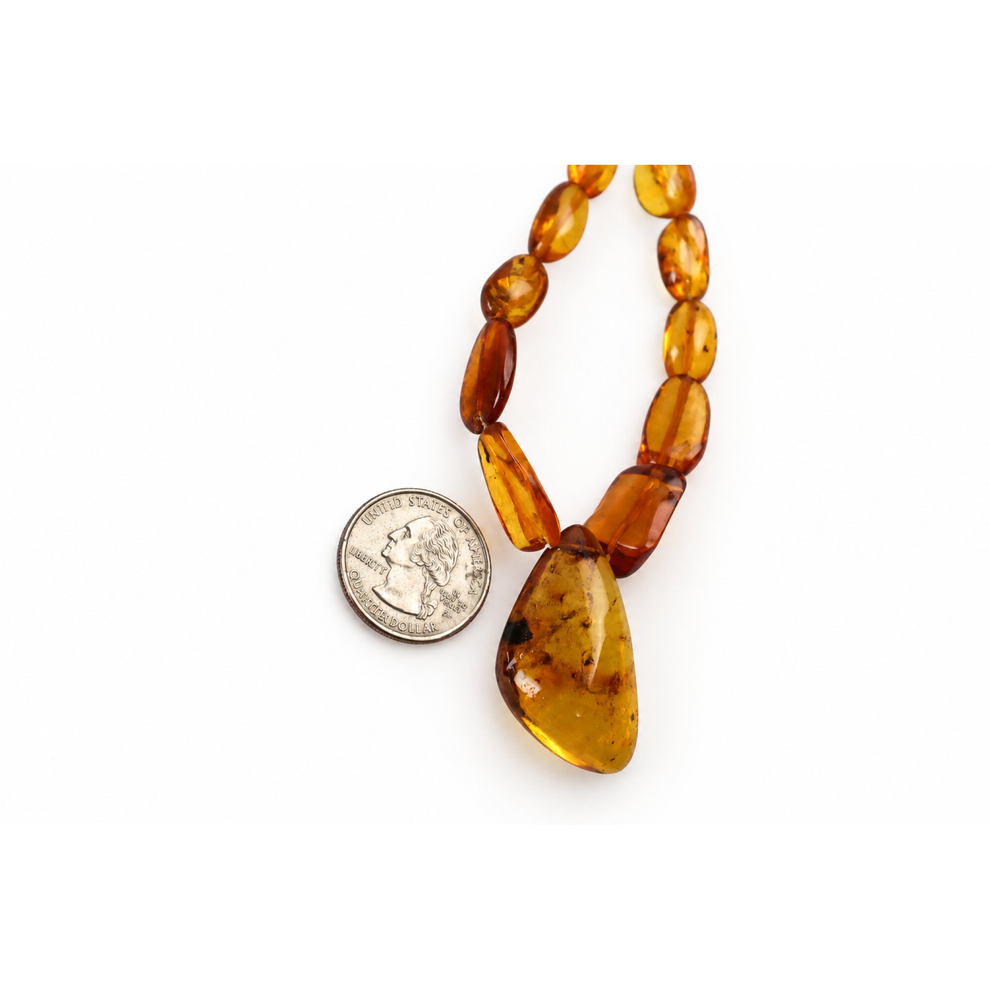 Real green orange Dominican amber sterling silver necklace 18.9in – photo 12