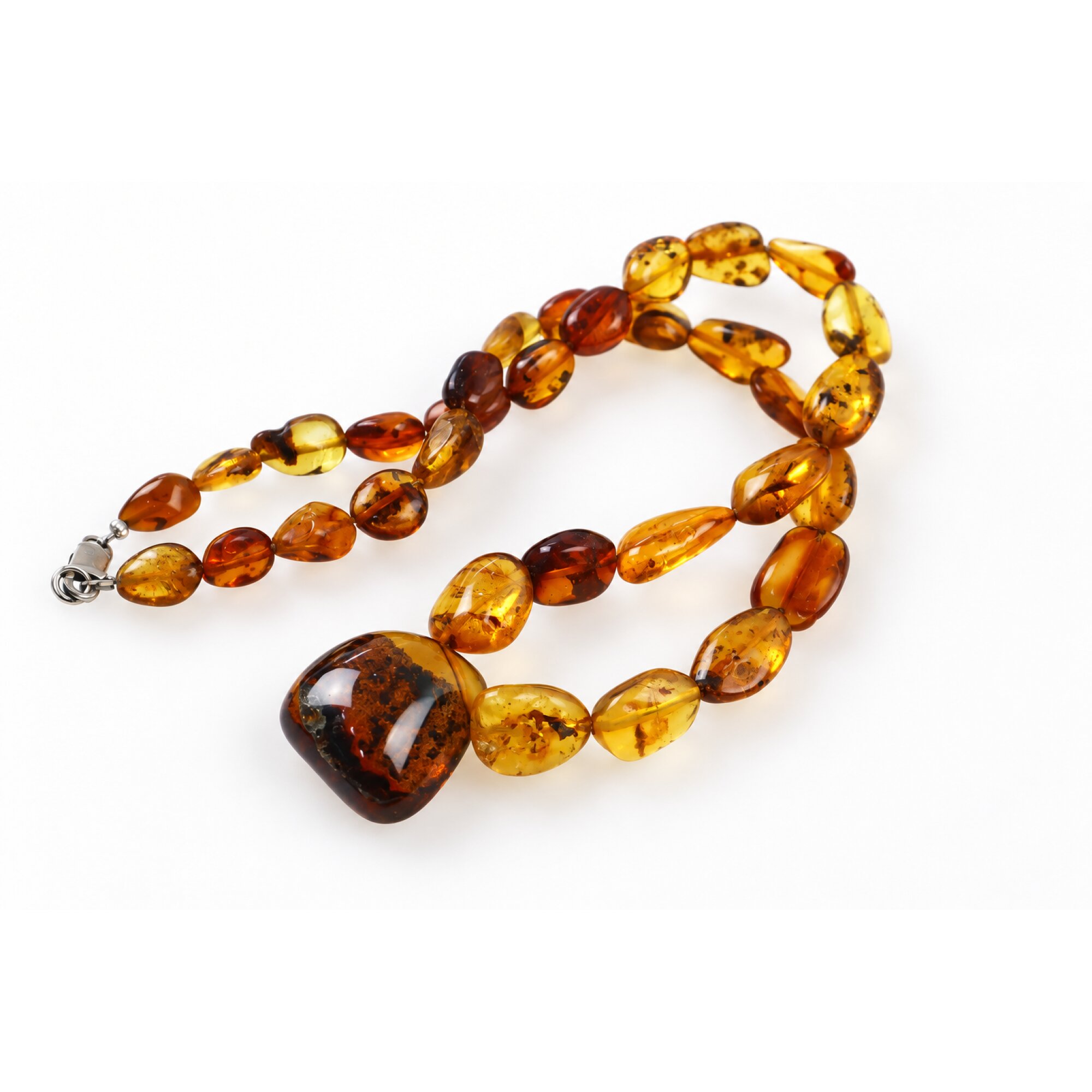 Real green red Dominican amber sterling silver necklace 19.3in – photo 7