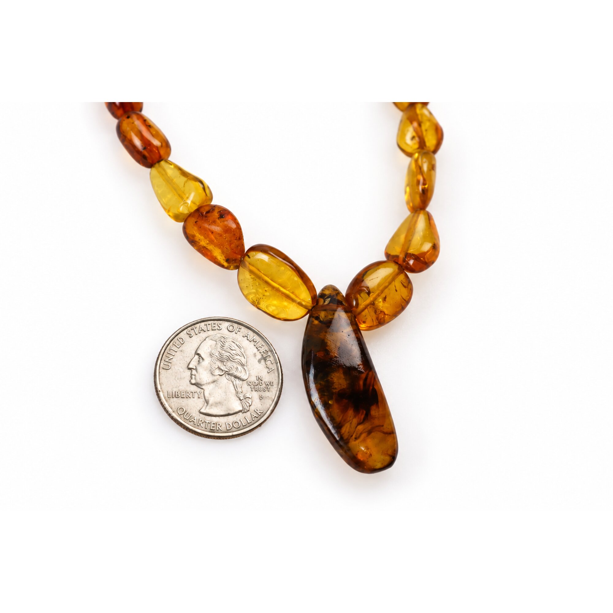Boutique crafted green red Dominican amber sterling silver necklace 19.7in – photo 3