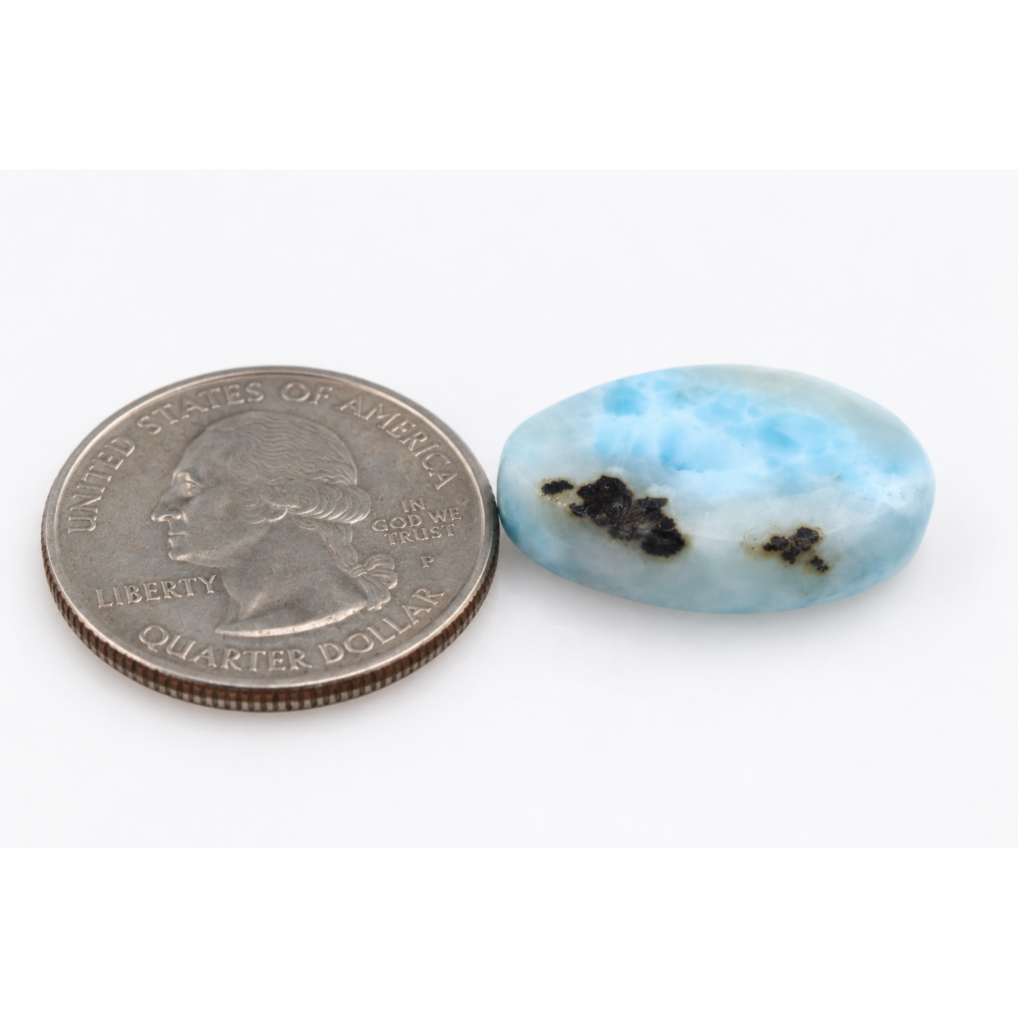 Genuine sky blue Dominican Larimar cabochon 20mm – photo 4