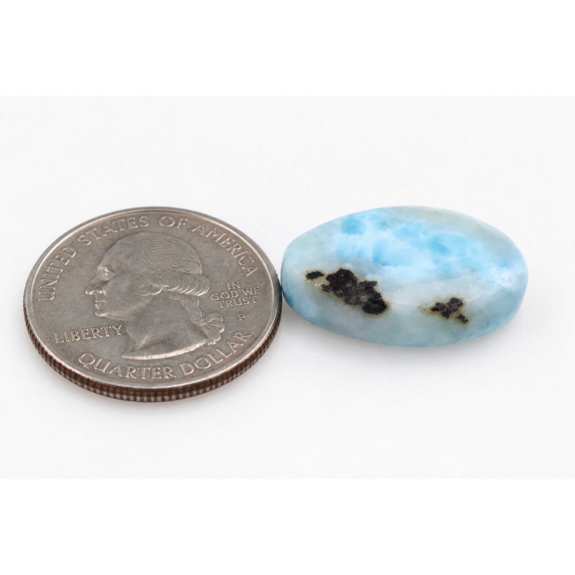 Genuine sky blue Dominican Larimar cabochon 20mm – photo 4