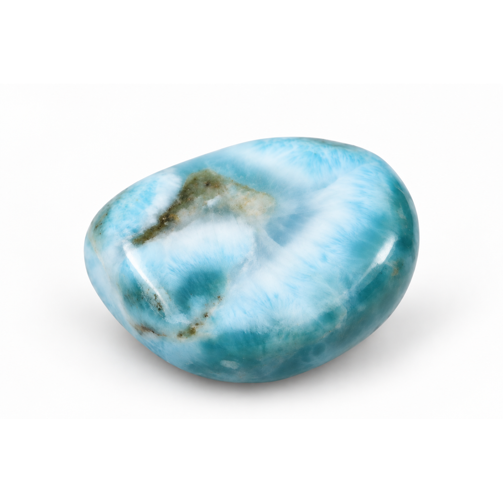Genuine ocean green blue polished Dominican Larimar 43mm – photo 3
