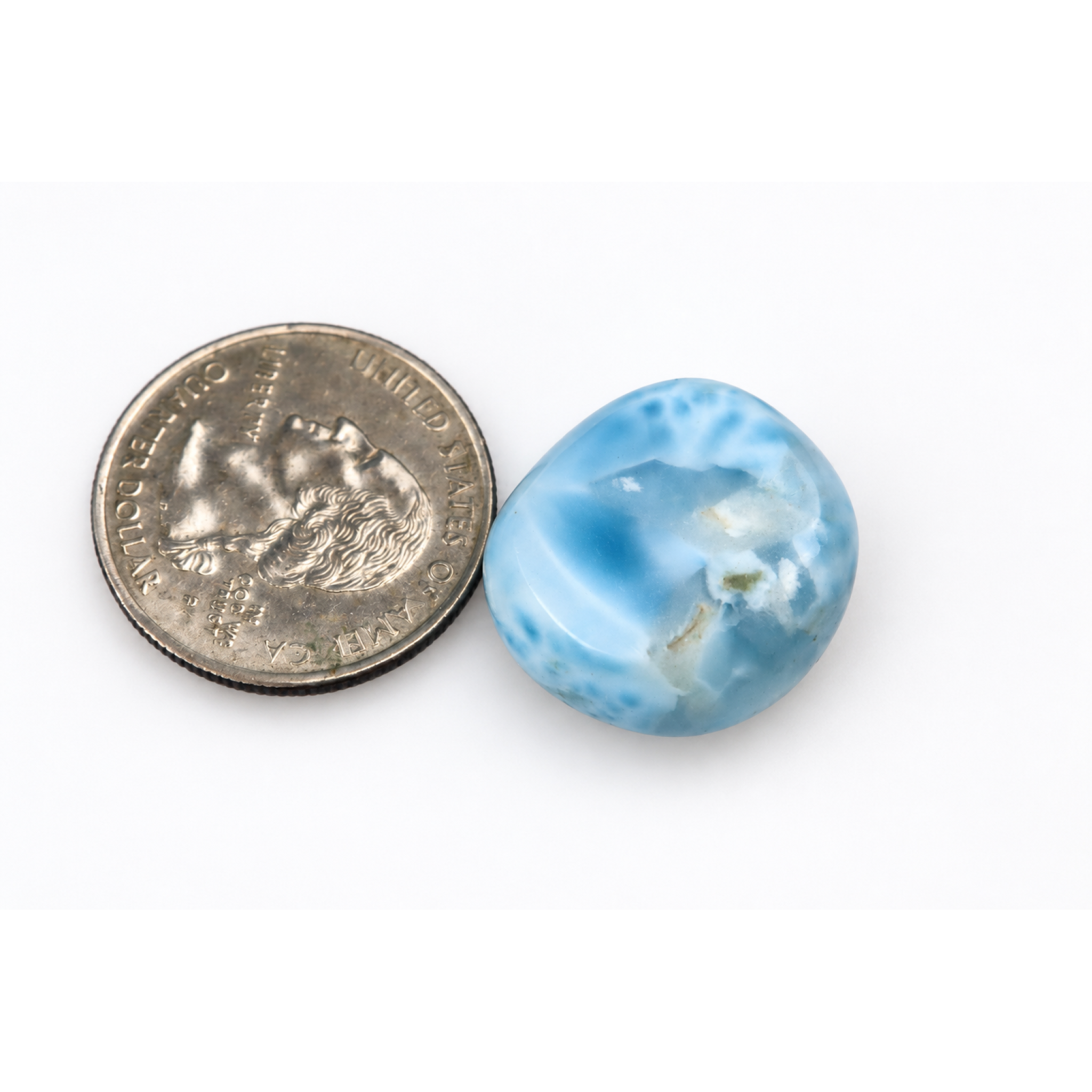 Genuine sky blue polished Dominican Larimar 20mm – photo 4