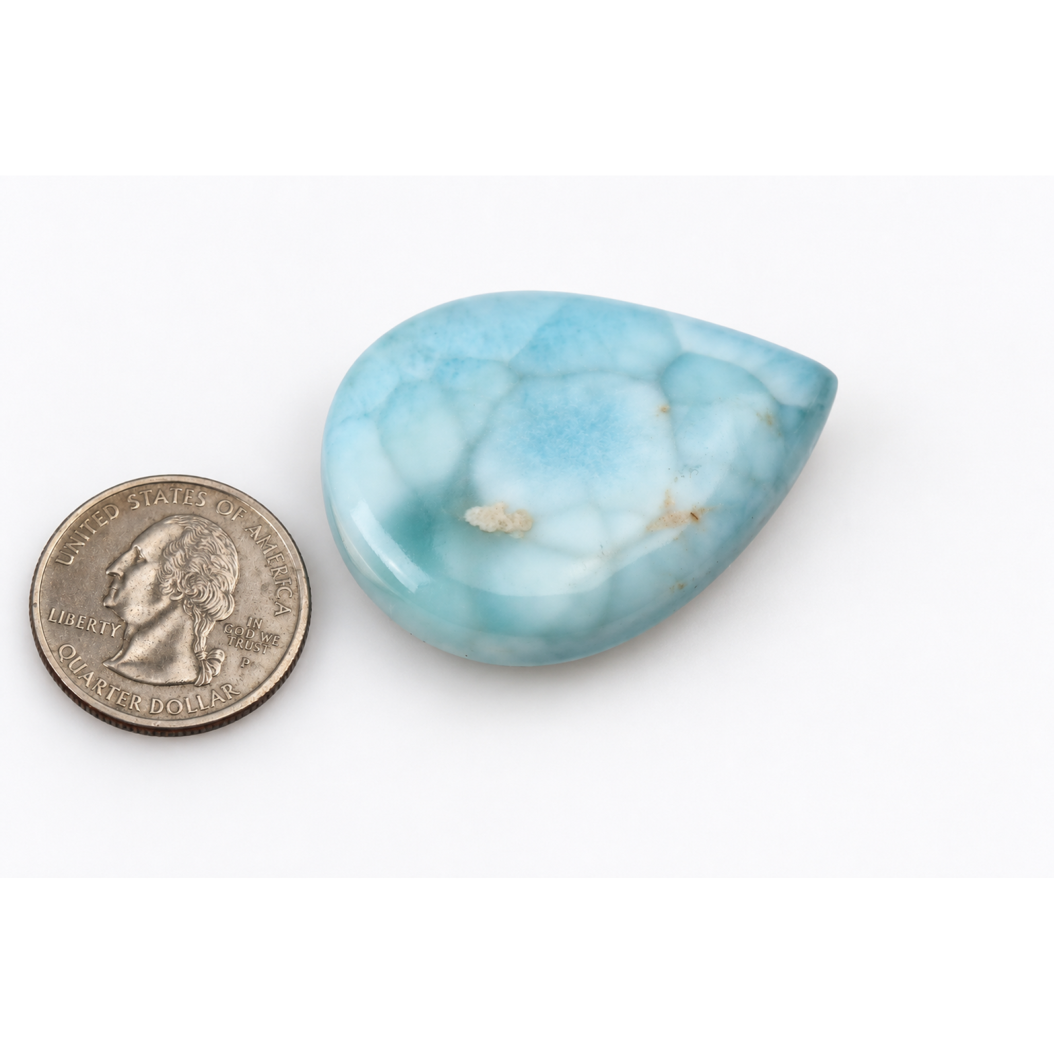 Expertly crafted sky blue polished Dominican Larimar 45mm – photo 4