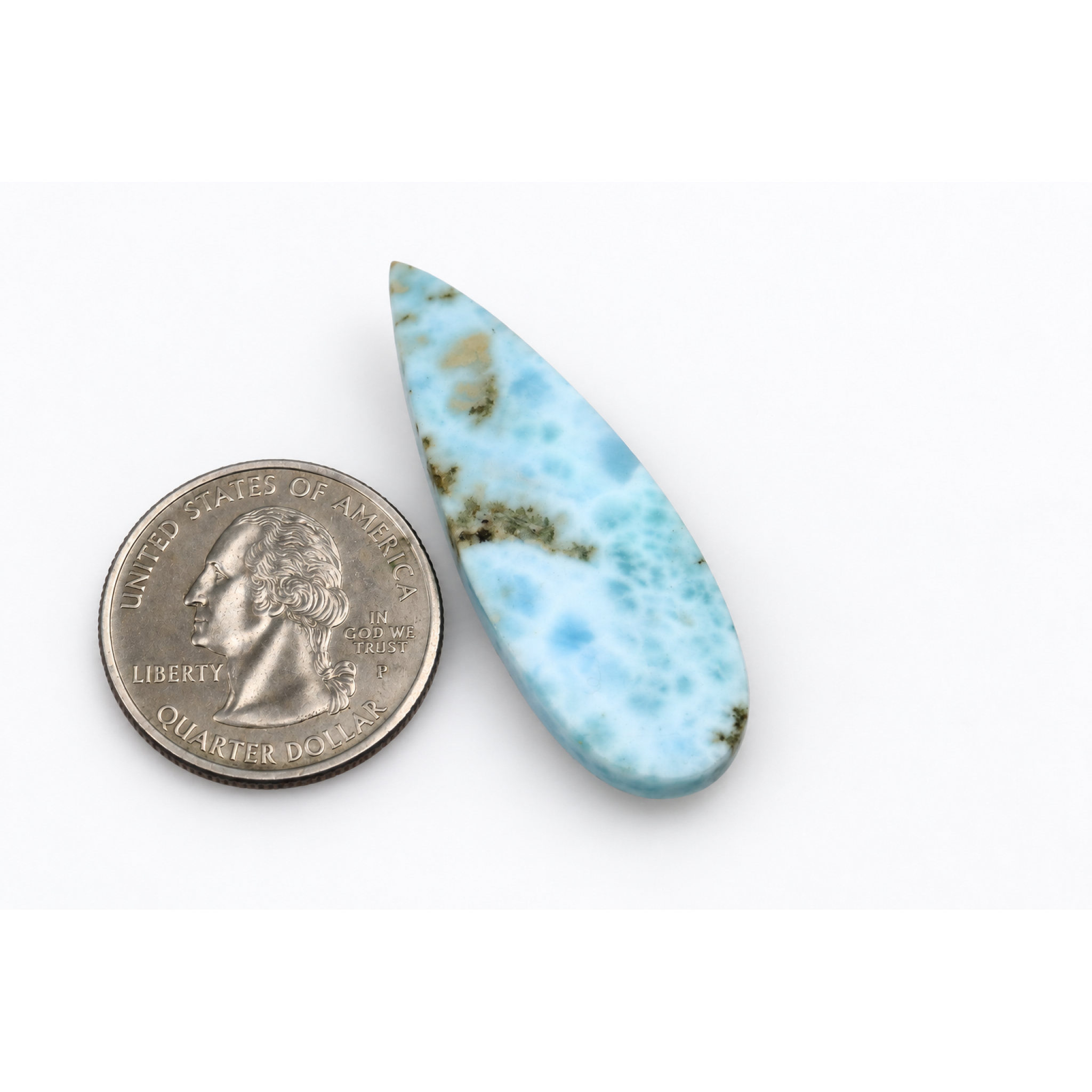 Handmade sky blue Dominican Larimar cabochon 44mm – photo 5