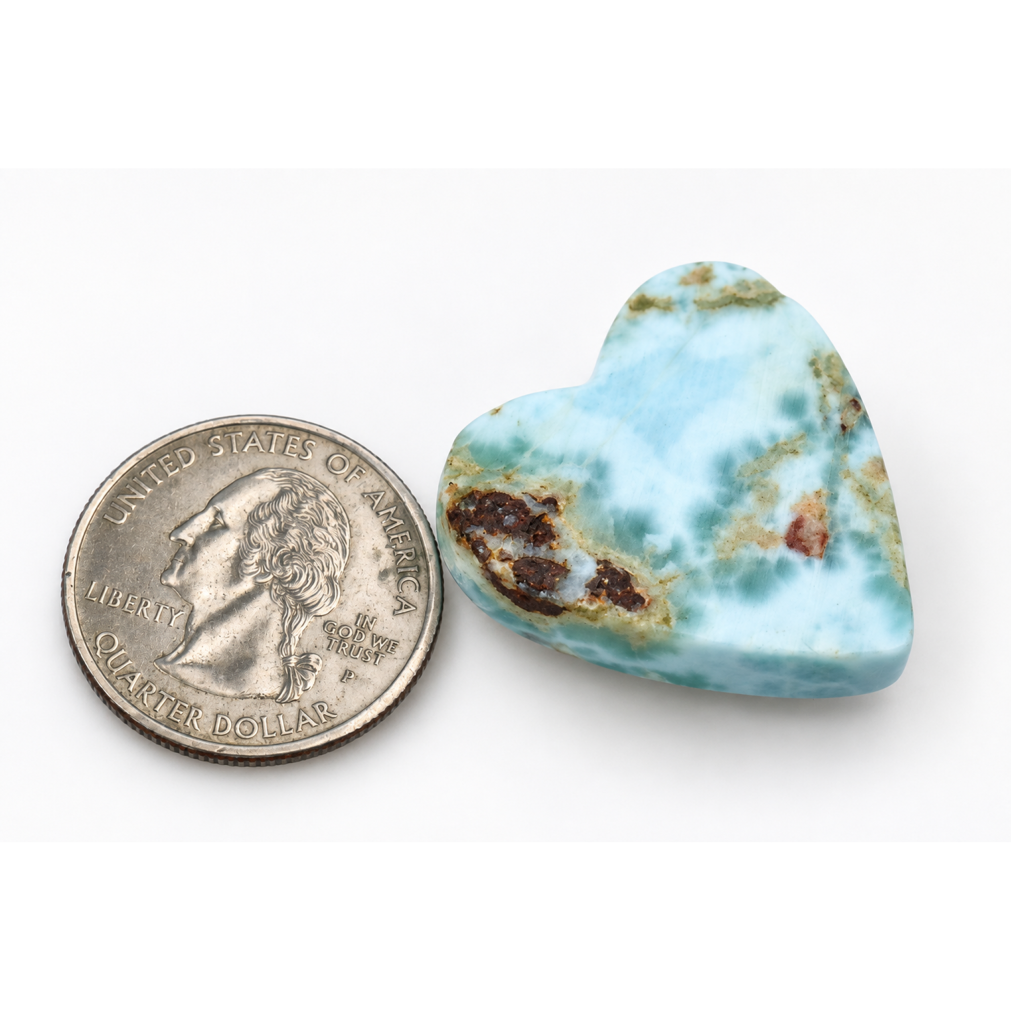Artisan crafted ocean blue Dominican Larimar cabochon 29mm – photo 5
