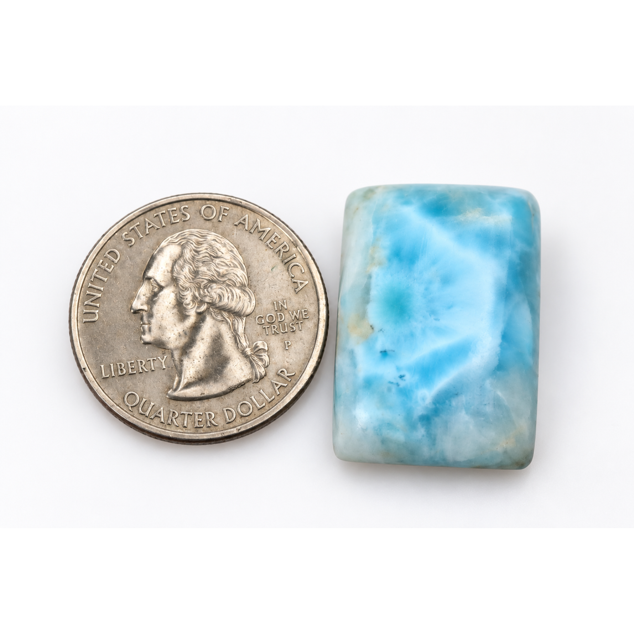 Artisan crafted sky blue Dominican Larimar cabochon 26mm – photo 3