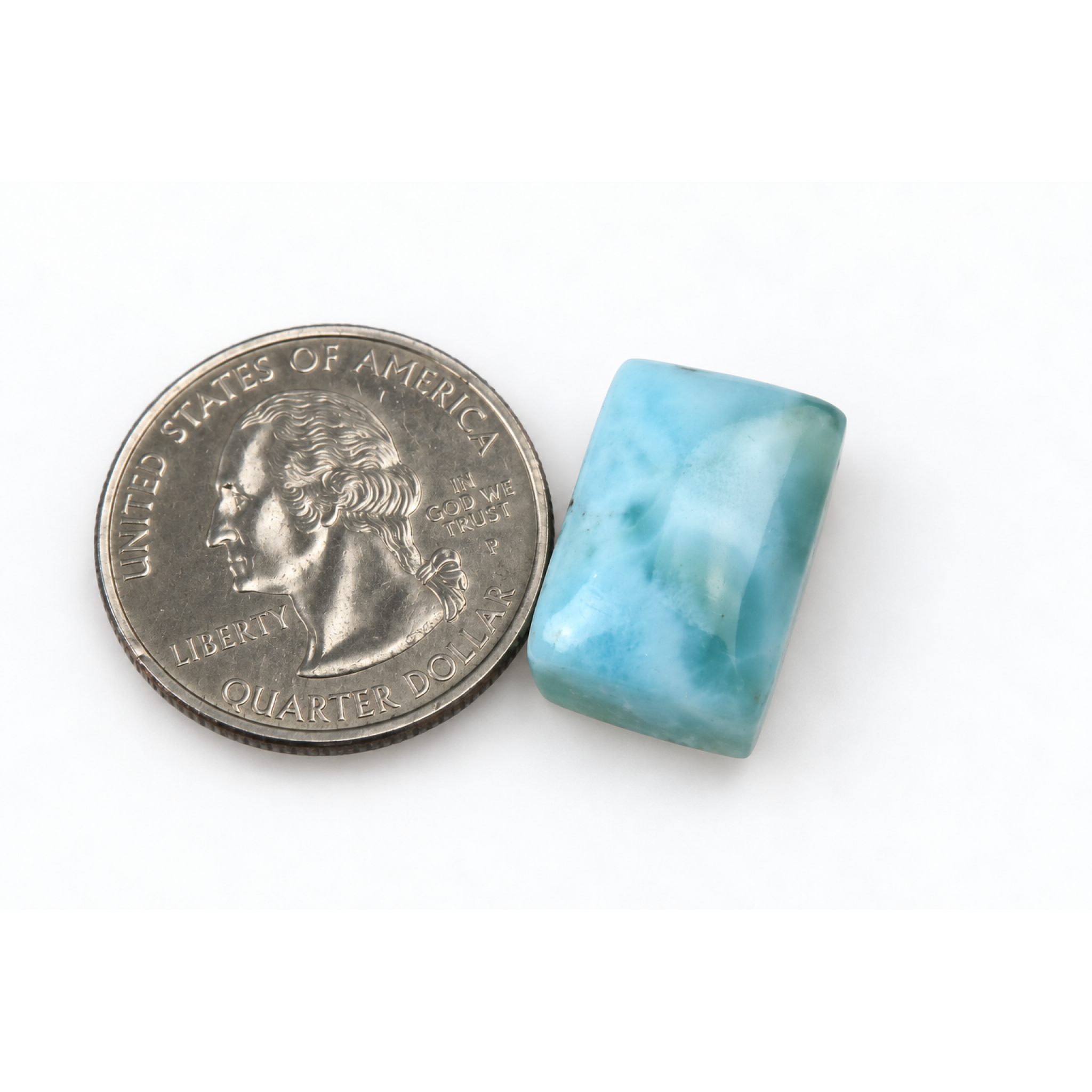 Master crafted ocean blue Dominican Larimar cabochon 18mm – photo 6