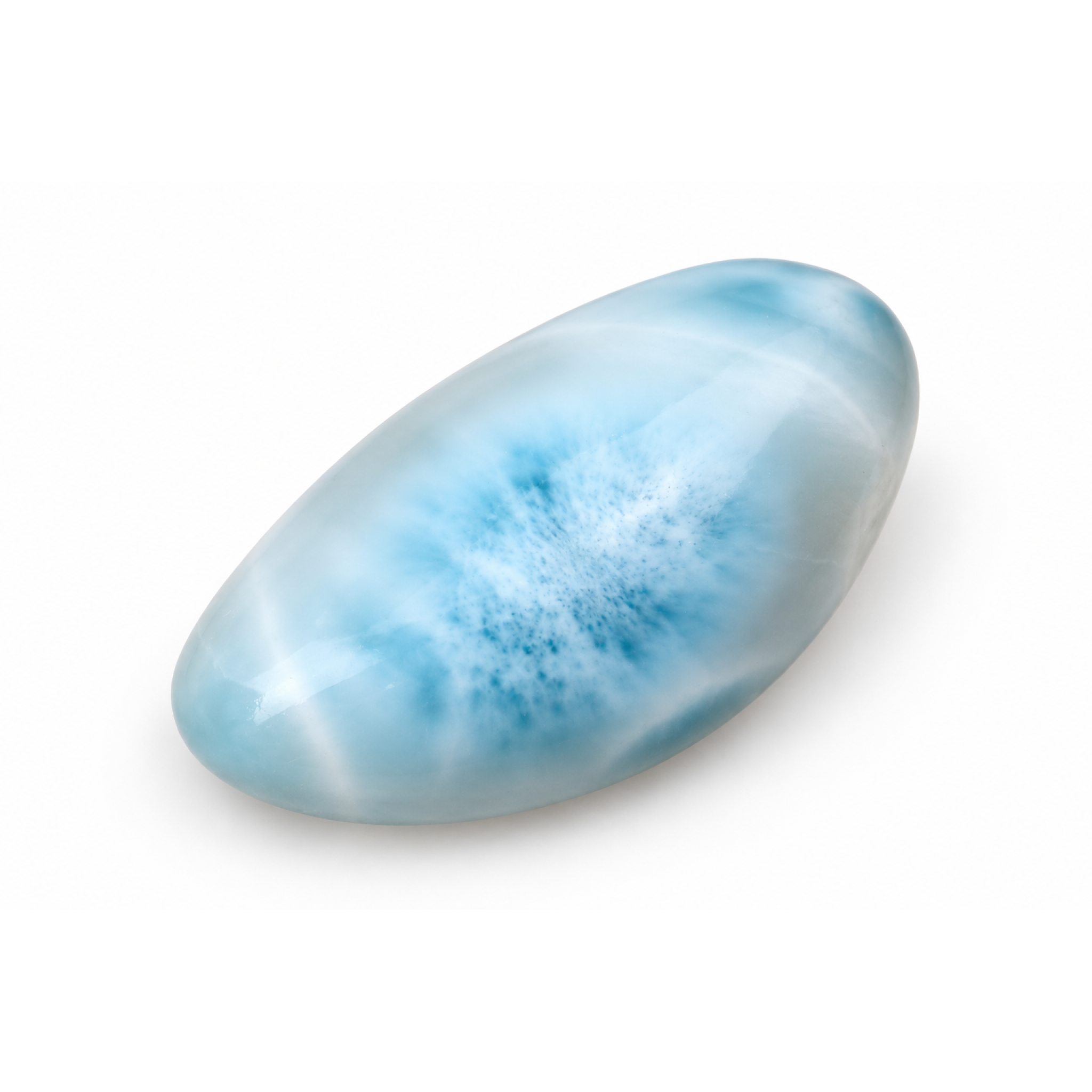 Master crafted sky blue Dominican Larimar cabochon 35mm – photo 4