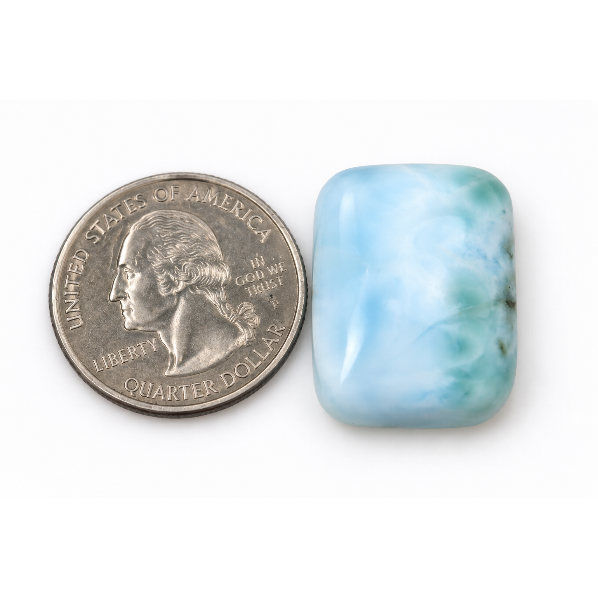 Handmade green blue Dominican Larimar cabochon 23mm – photo 3