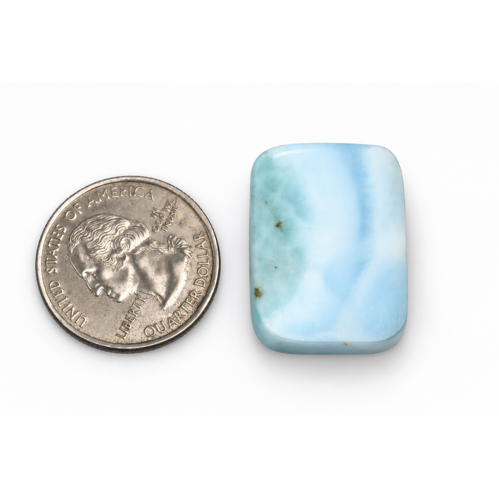 Handmade green blue Dominican Larimar cabochon 23mm – photo 4