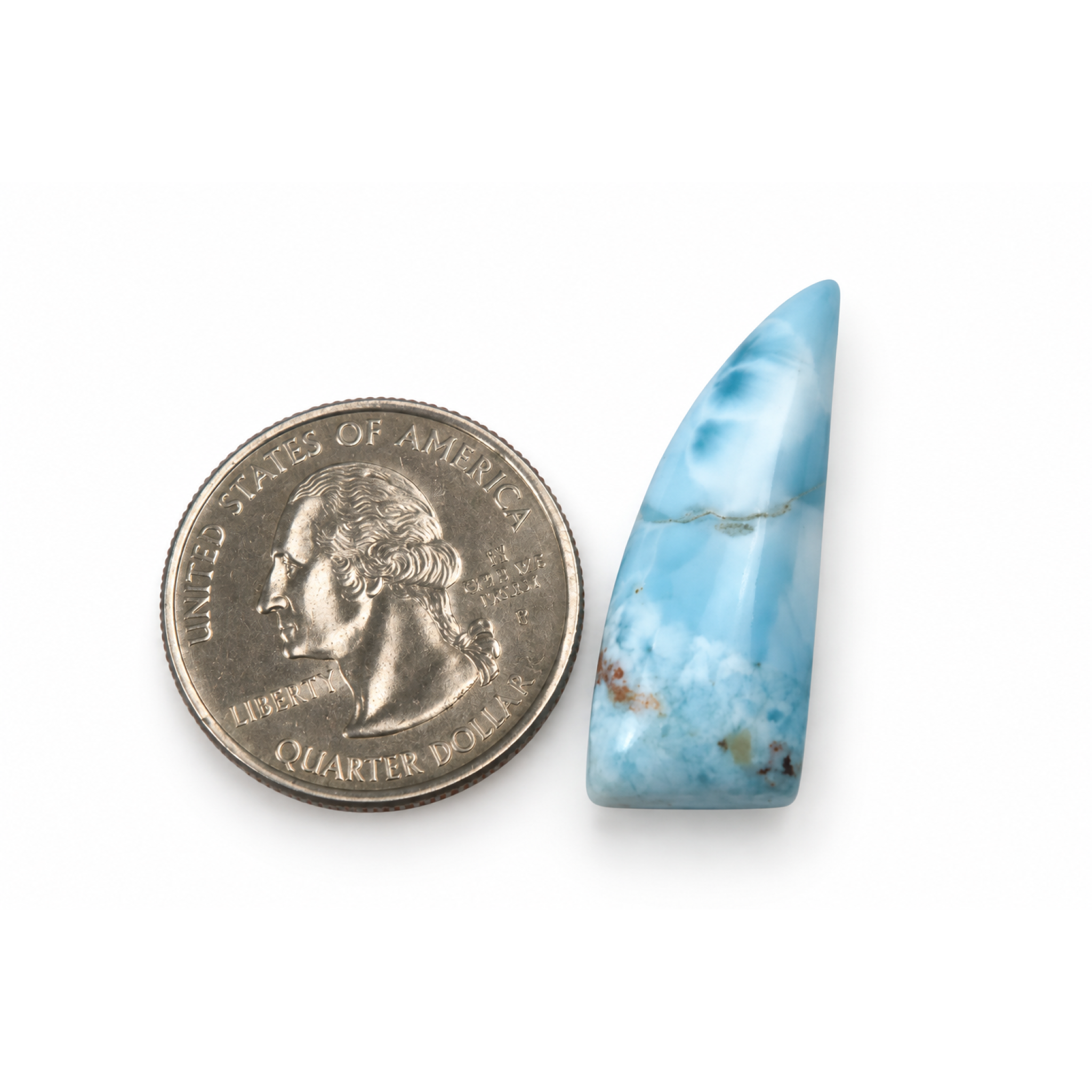 Handmade sky blue Dominican Larimar cabochon 30mm – photo 4