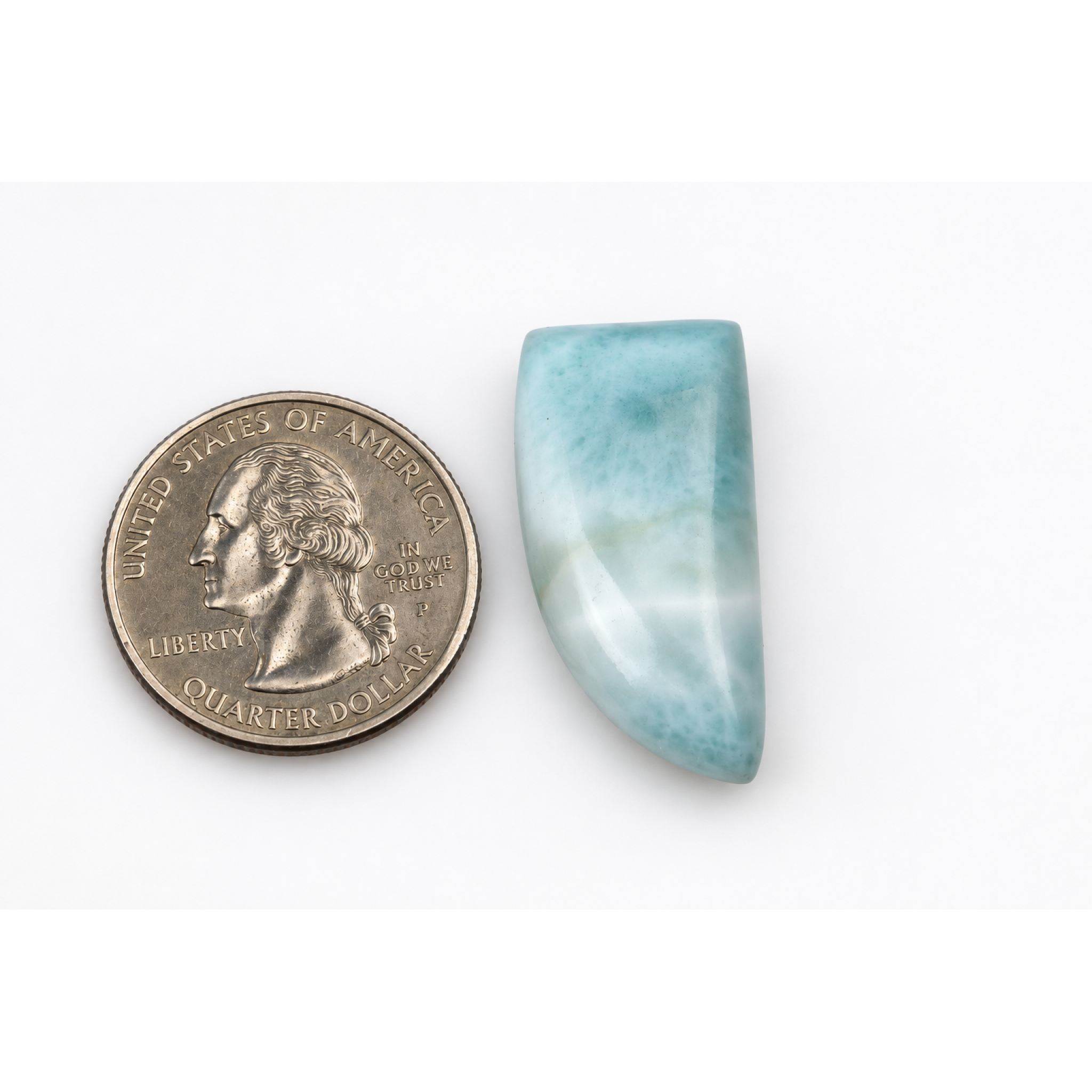 Artisan crafted light blue Dominican Larimar cabochon 30mm – photo 5