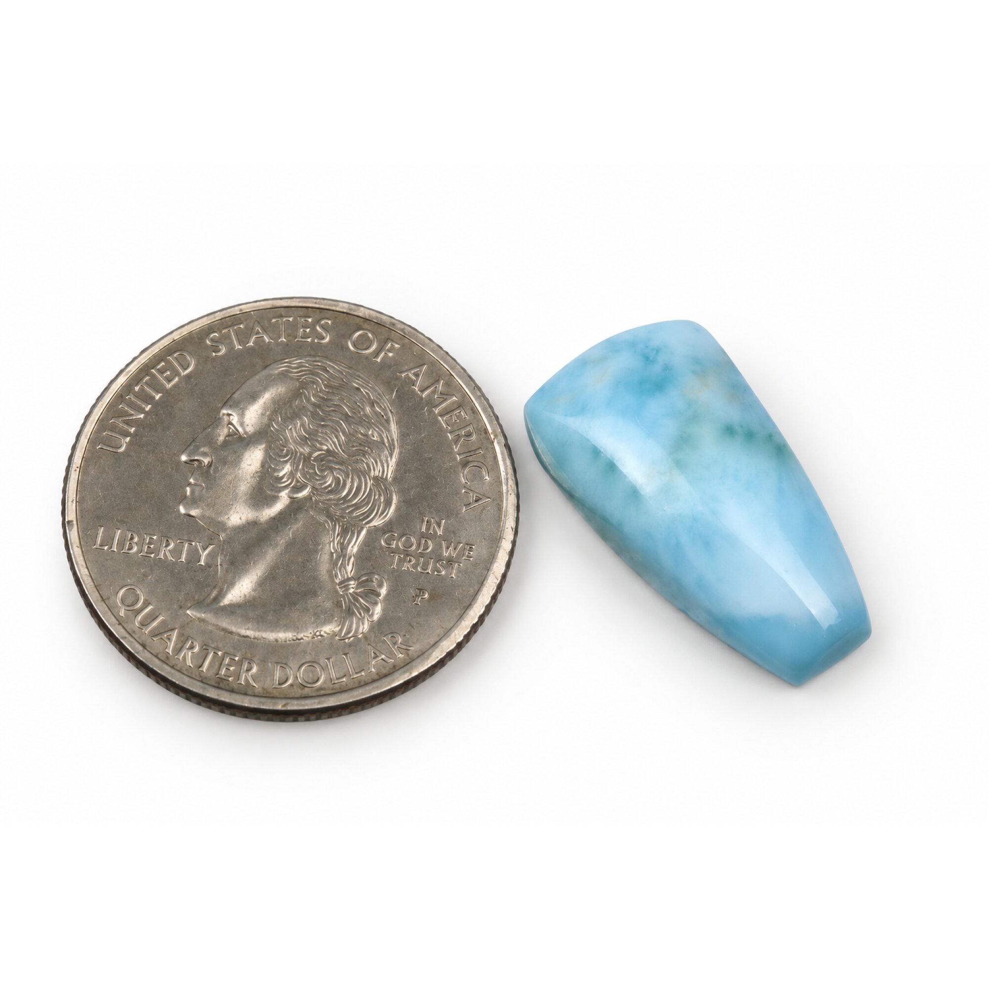 Genuine handcrafted light blue Dominican Larimar cabochon 20mm – photo 4