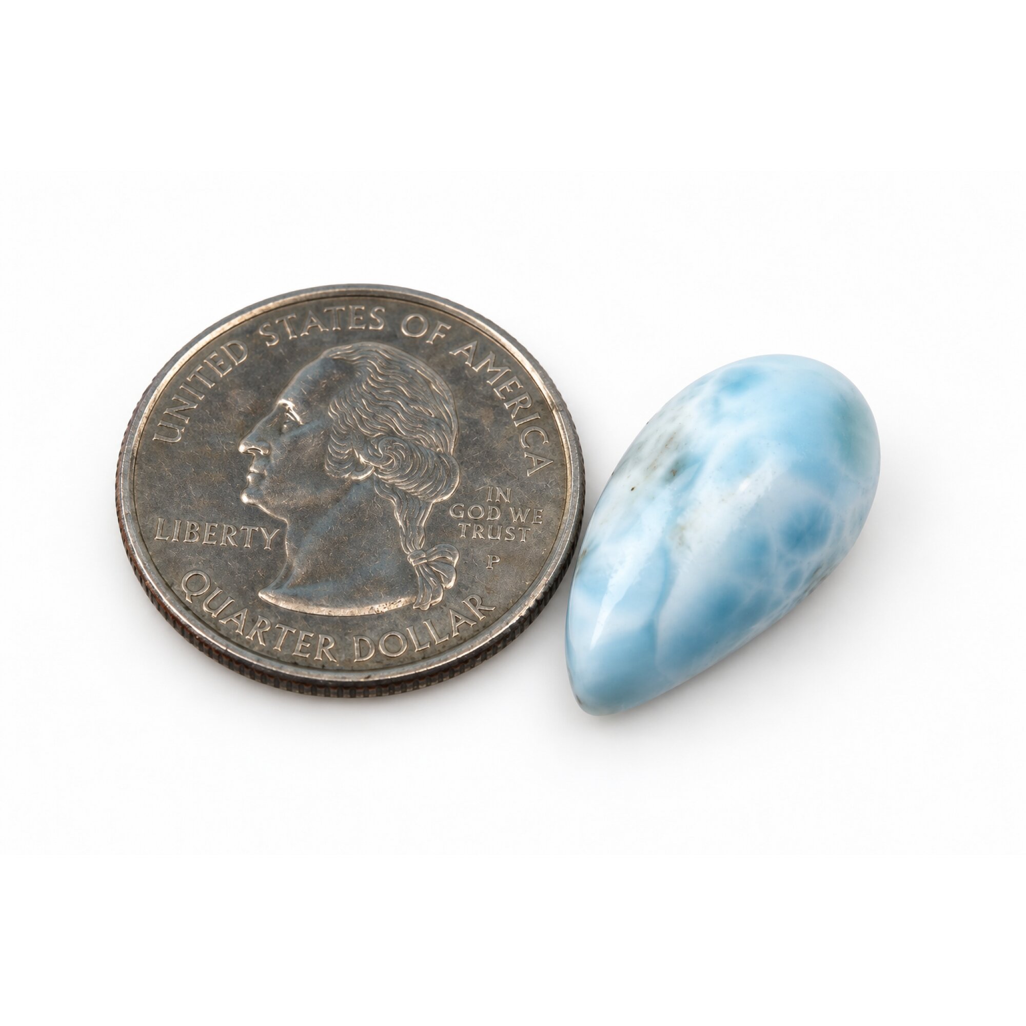 Genuine sky blue Dominican Larimar cabochon 22mm – photo 5