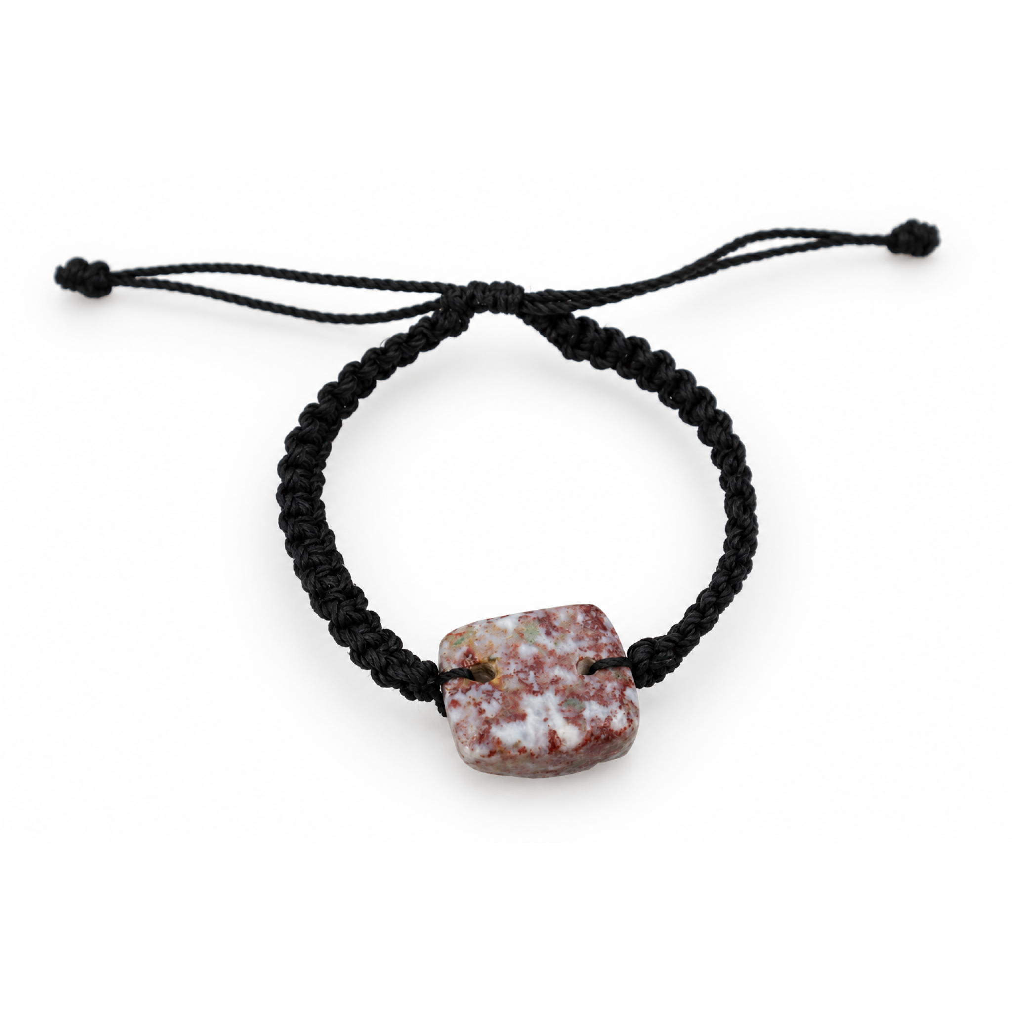 Handmade red blue Dominican Larimar macrame bracelet 21mm