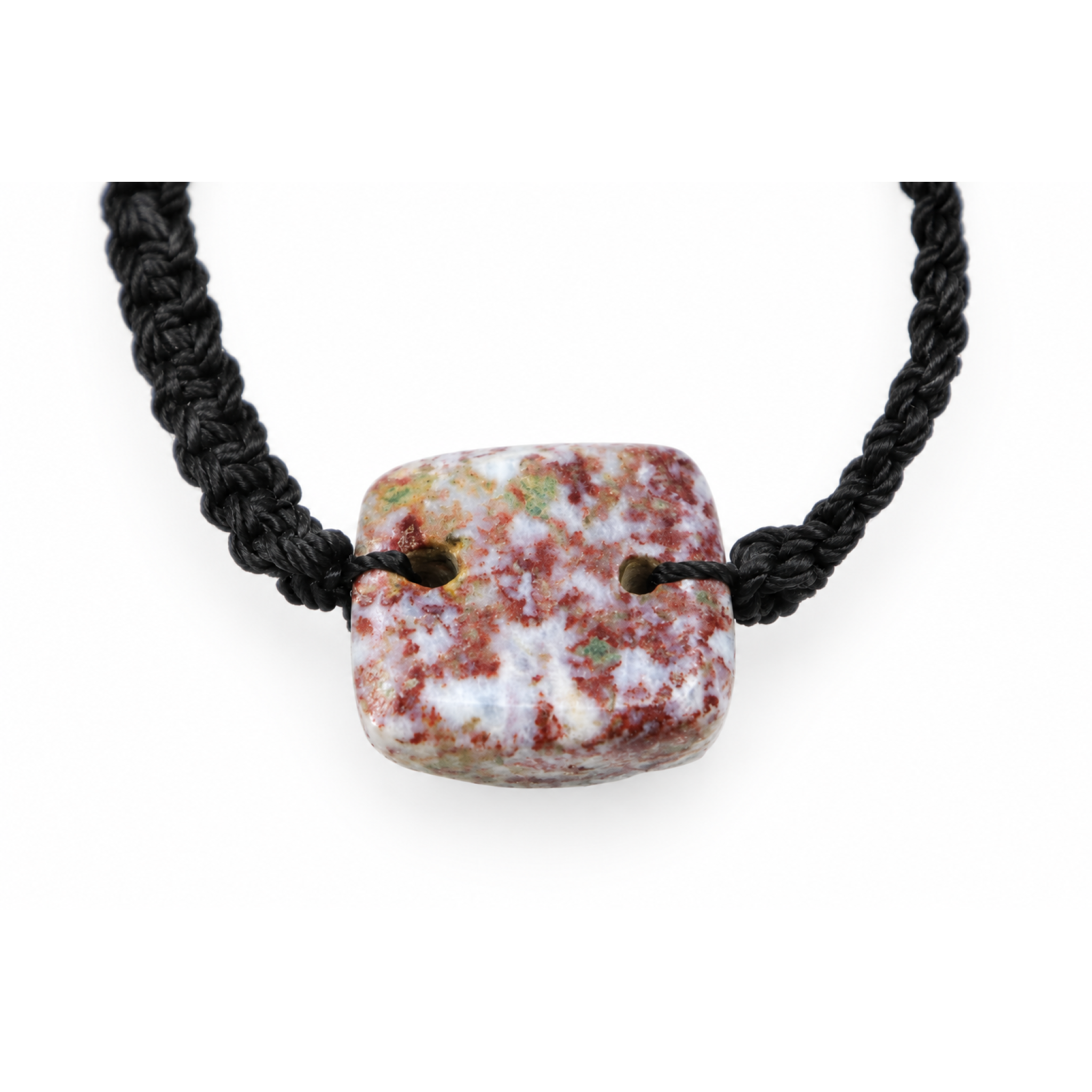 Handmade red blue Dominican Larimar macrame bracelet 21mm – photo 3