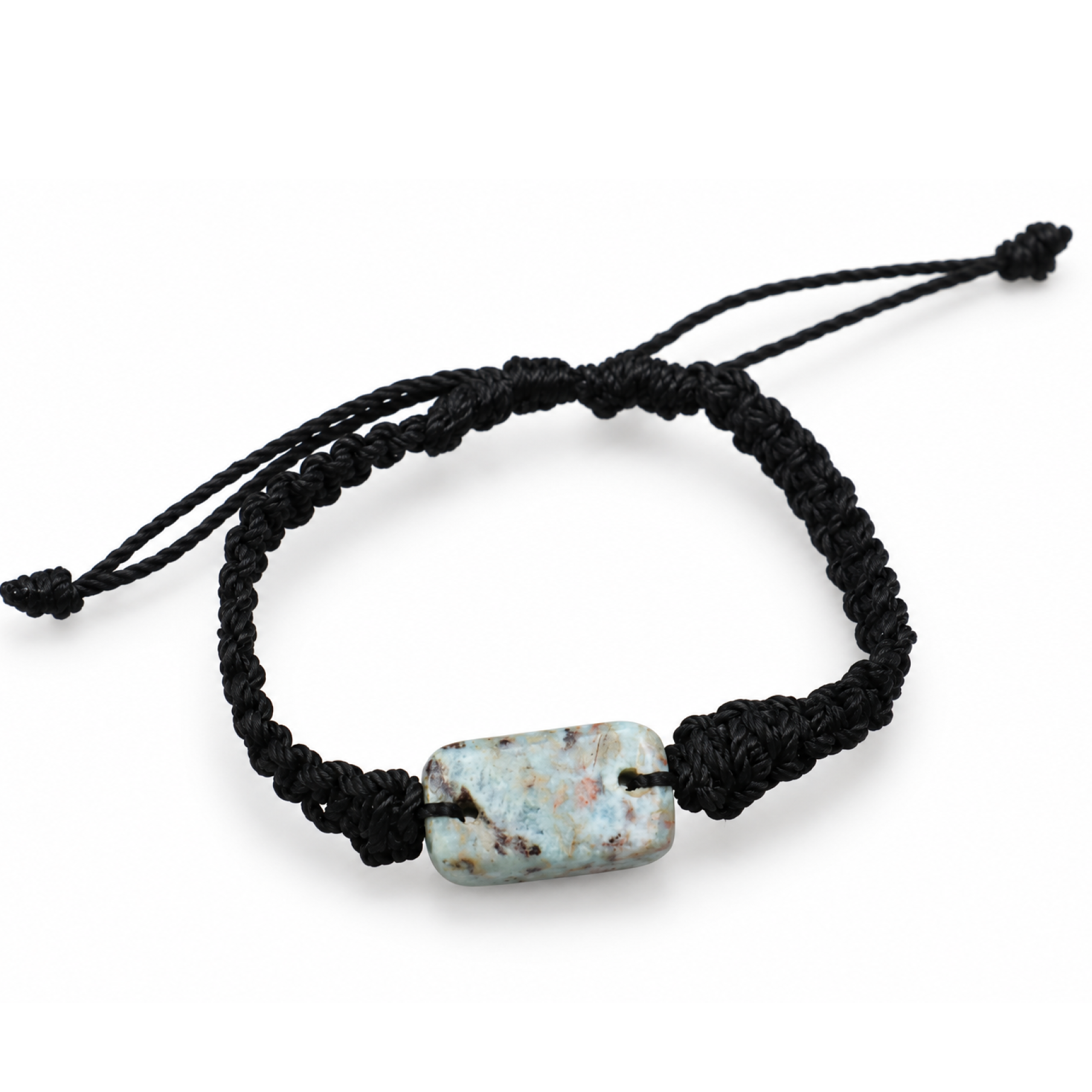 Carefully handmade cafe blue Dominican Larimar macrame bracelet 22mm