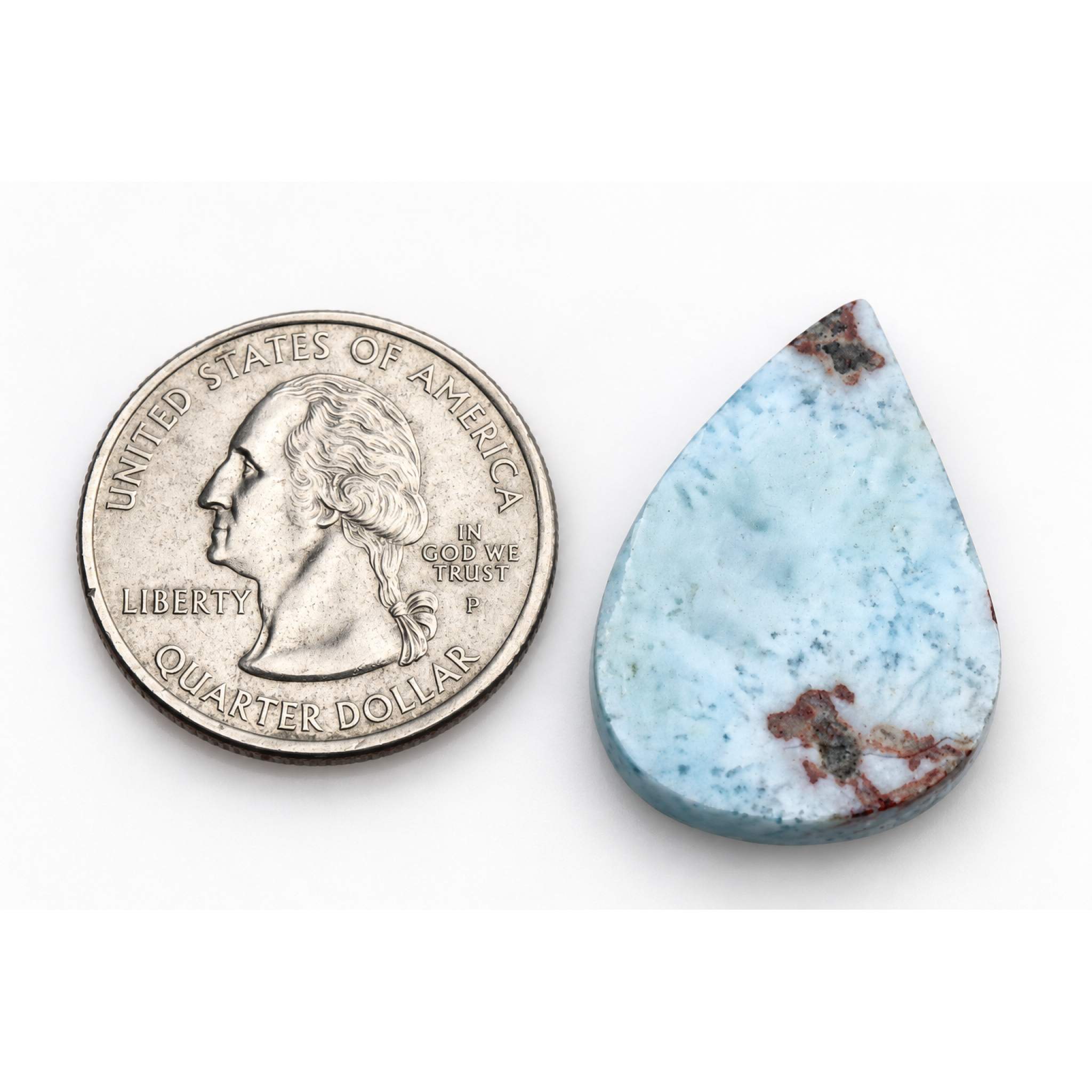 Pure natural red blue Dominican Larimar cabochon 29mm – photo 2