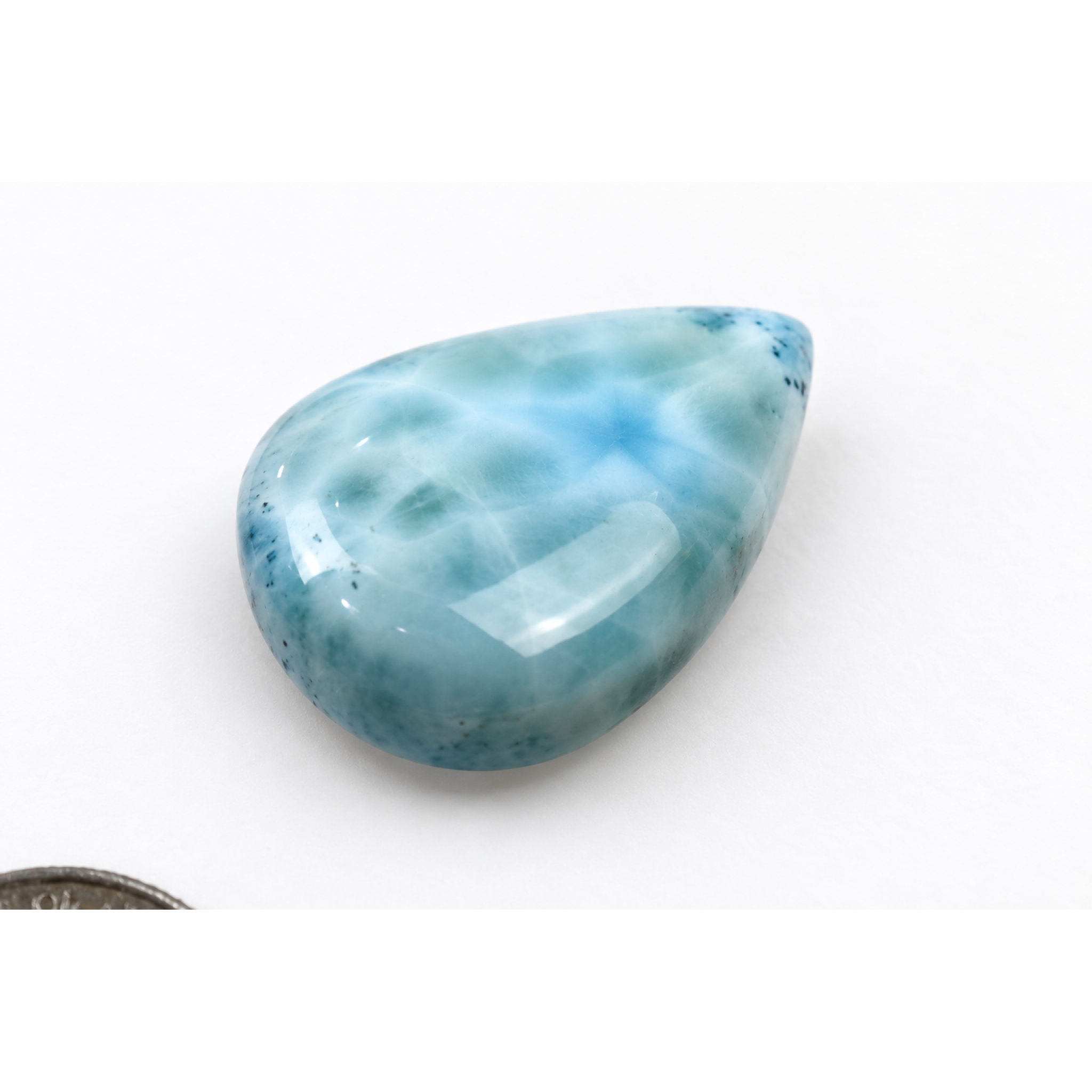 Pure natural red blue Dominican Larimar cabochon 29mm – photo 4