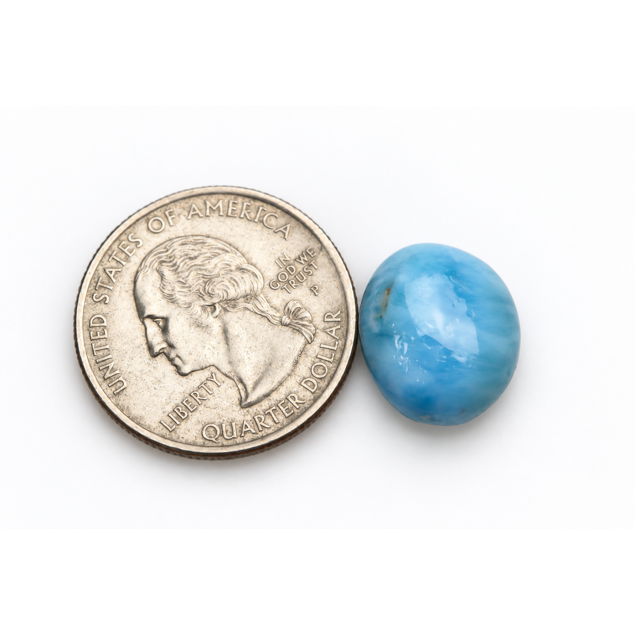 Finest deep blue Dominican Larimar cabochon 15mm – photo 4