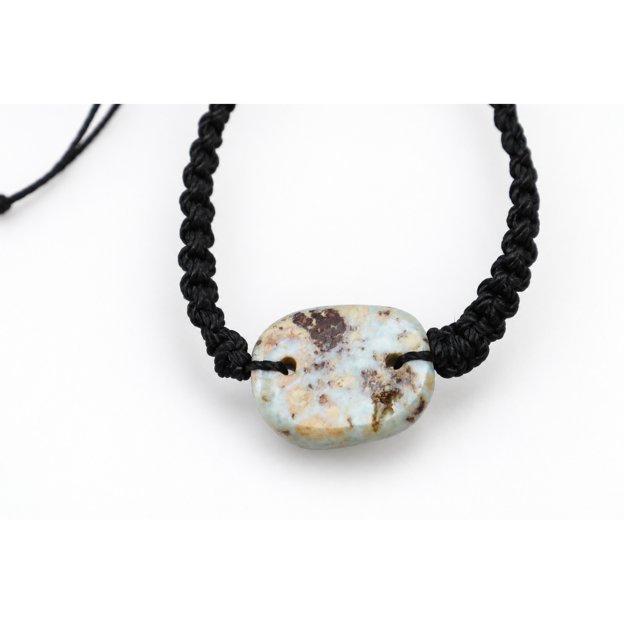 Natural cafe blue Dominican Larimar macrame 22mm – photo 2