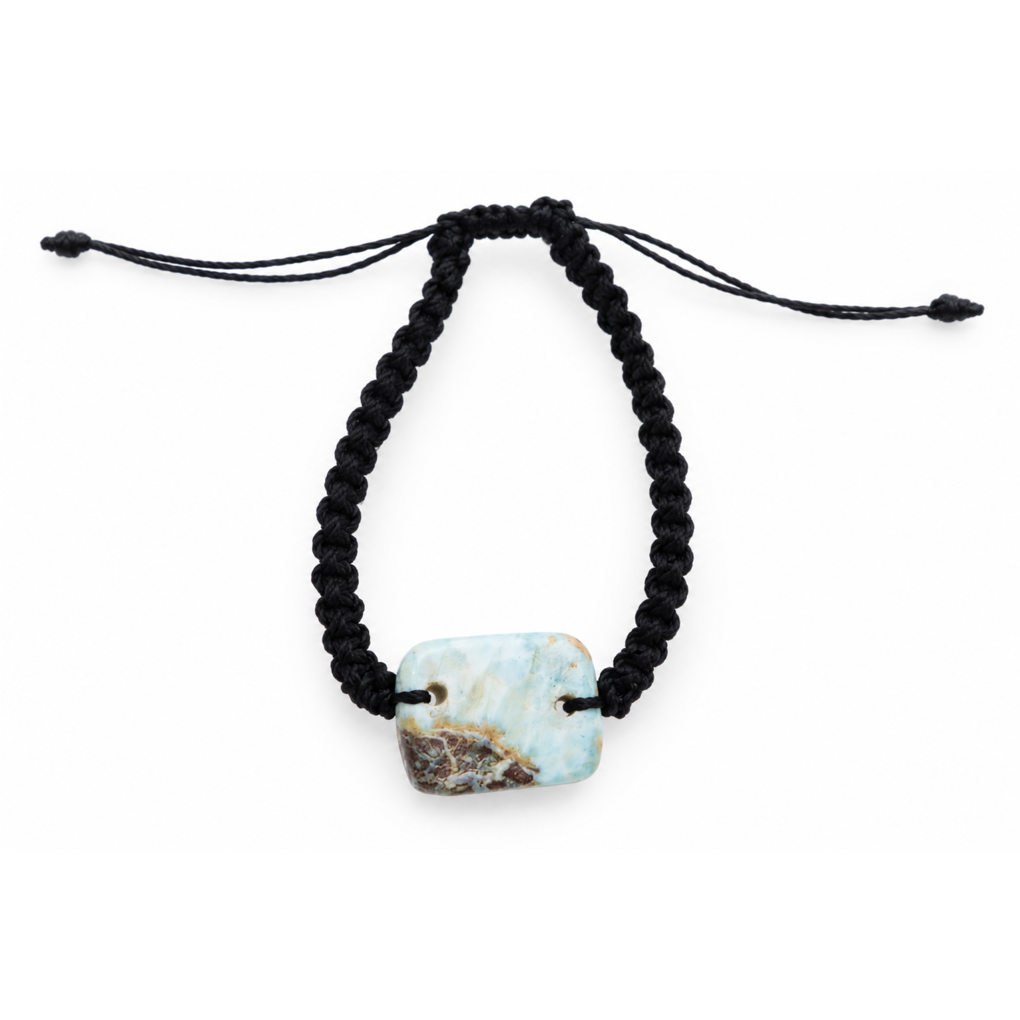 Natural cafe blue Dominican Larimar macrame bracelet 20mm – photo 3