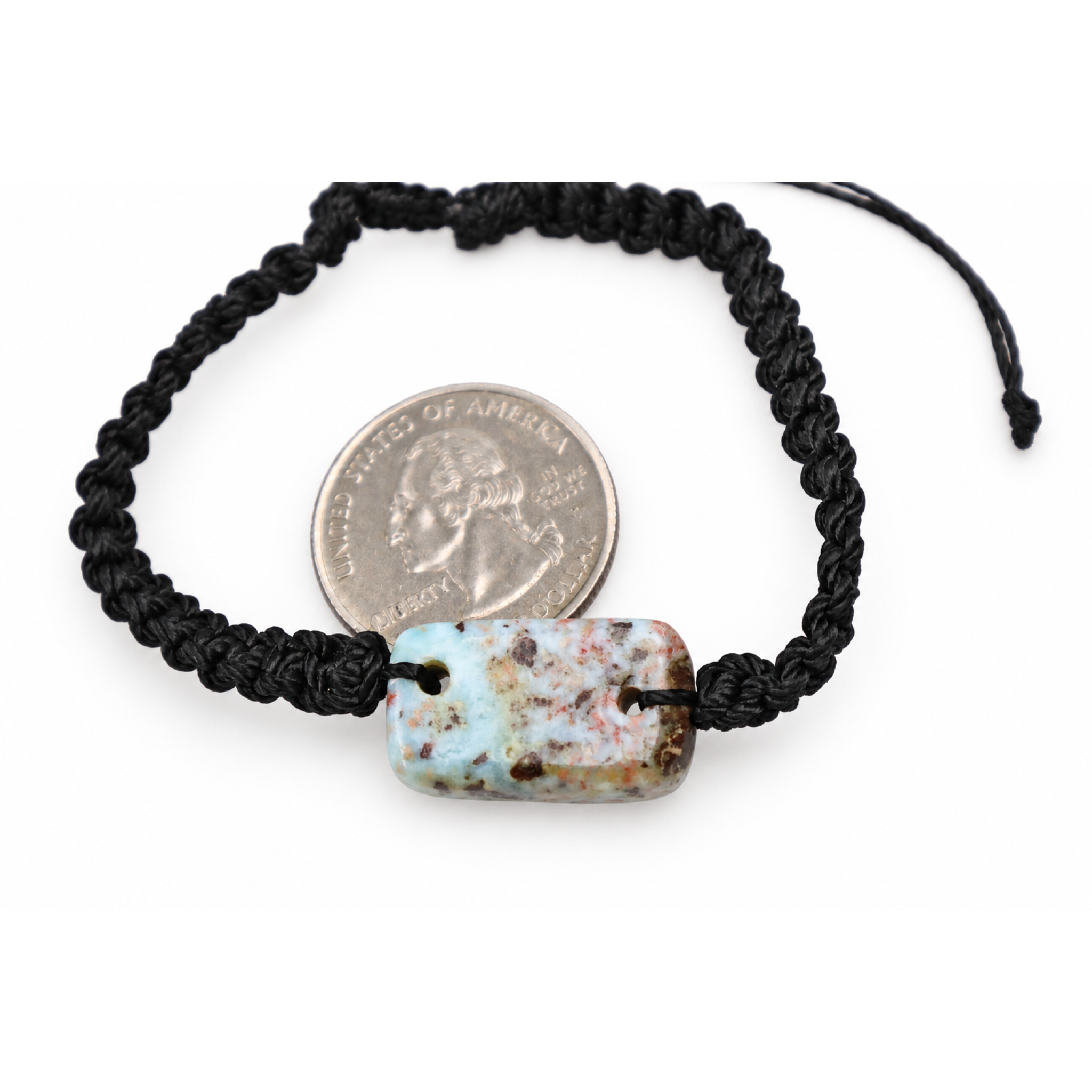 Organic beauty cafe blue Dominican Larimar macrame bracelet 22mm – photo 3