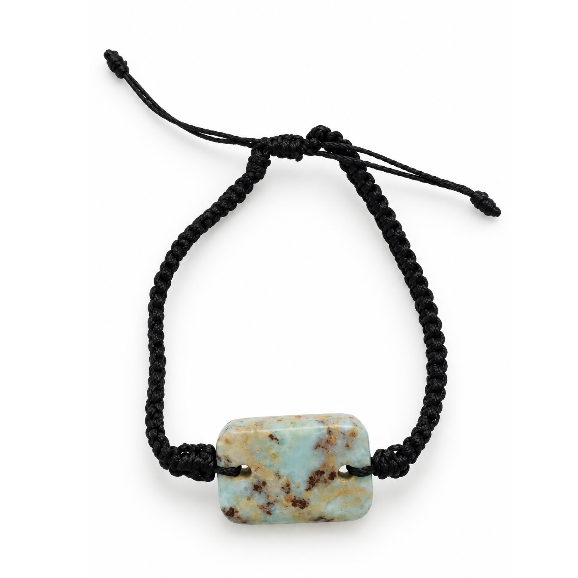 Organic beauty cafe blue Dominican Larimar macrame bracelet 22mm