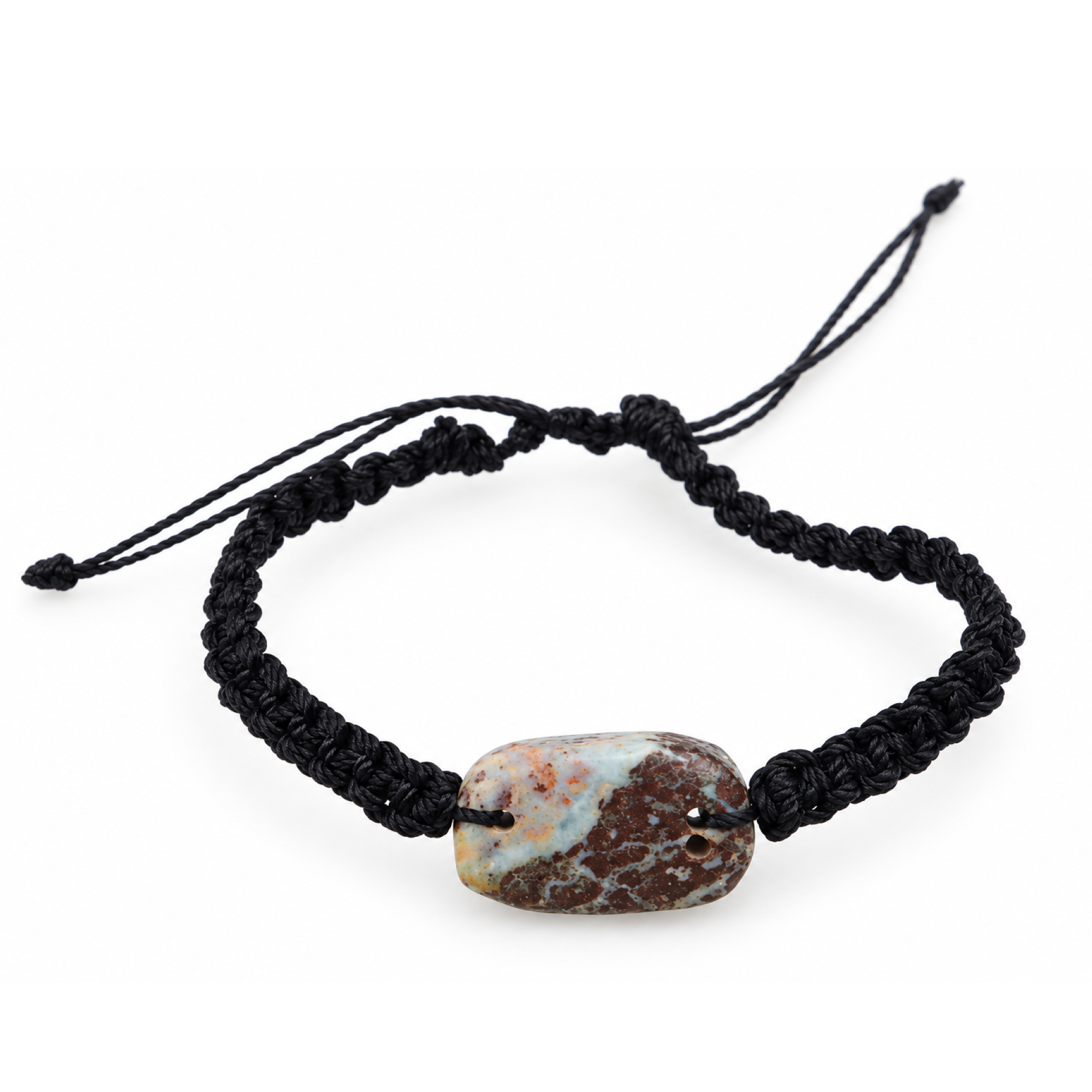 Naturally beautiful red blue Dominican Larimar macrame bracelet 24mm