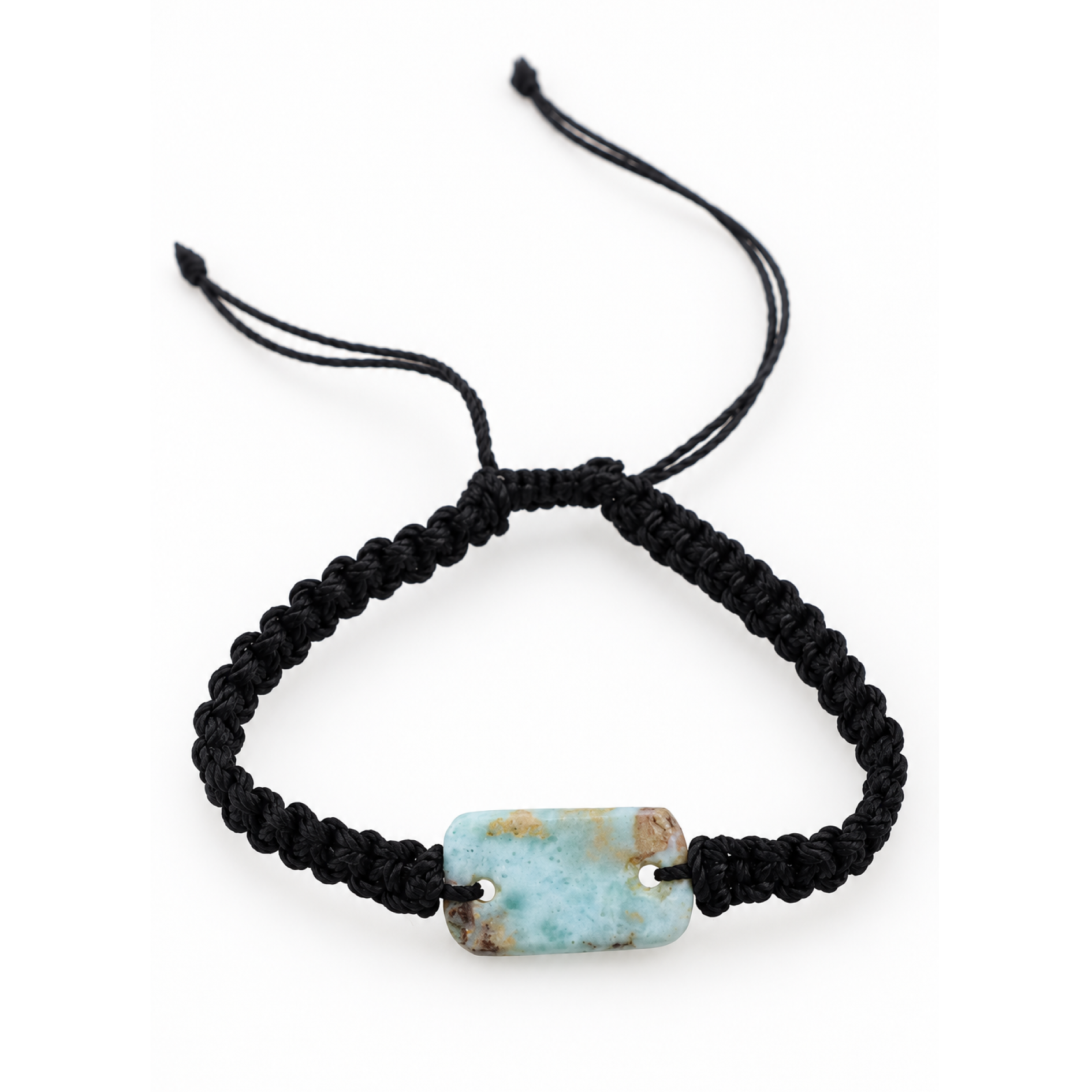 Genuine handcrafted red green blue Dominican Larimar macrame bracelet 22mm