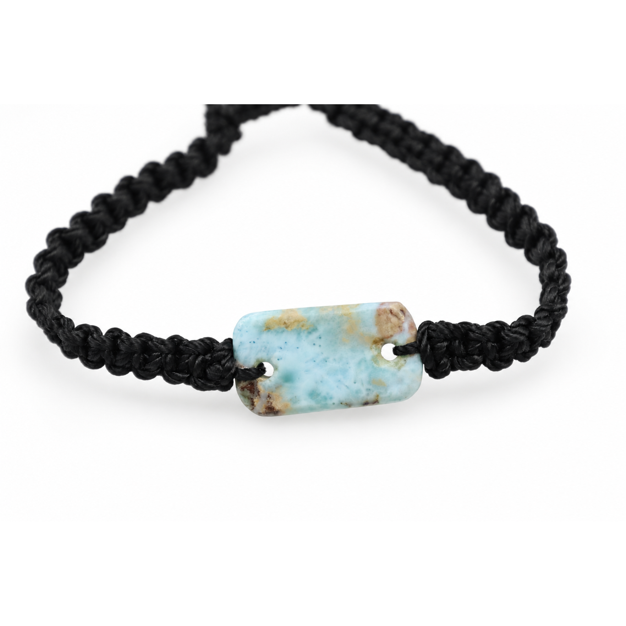 Genuine handcrafted red green blue Dominican Larimar macrame bracelet 22mm – photo 2