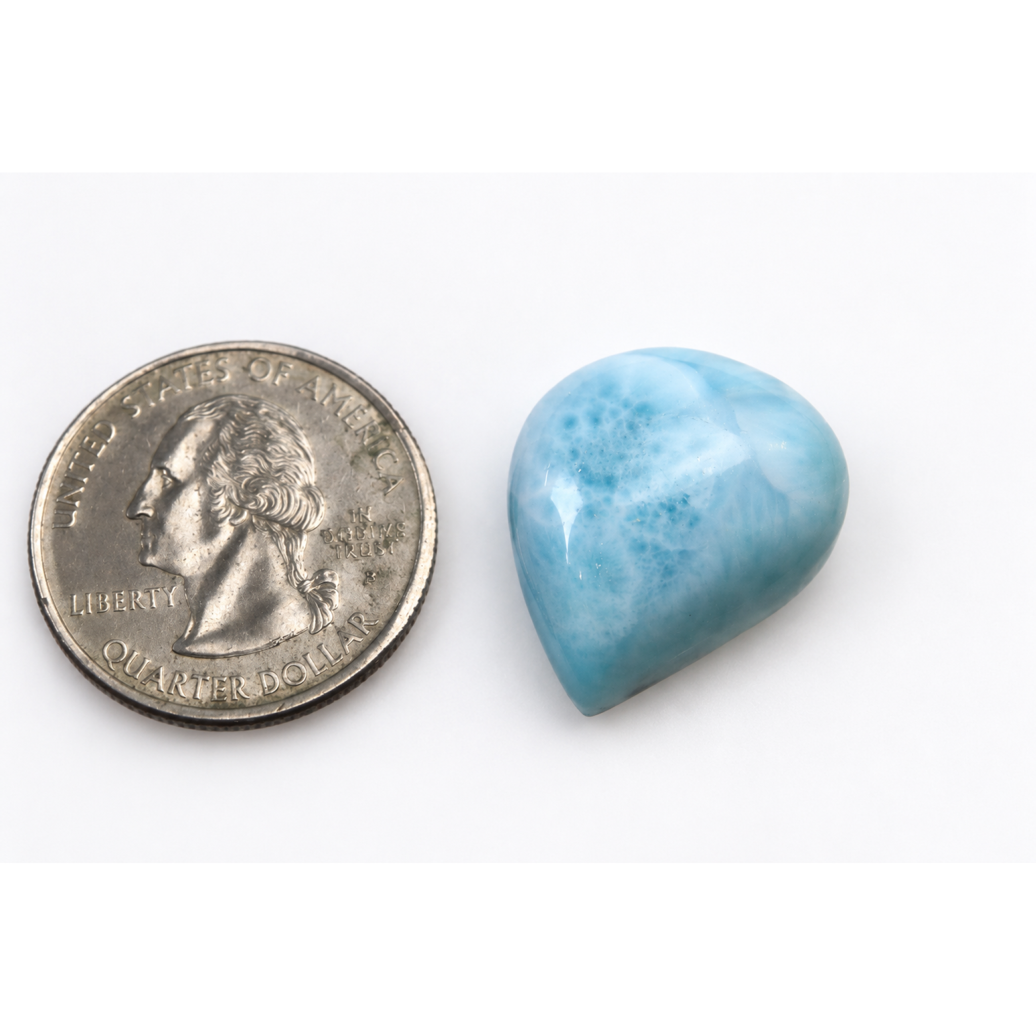 Genuine handcrafted sky blue Dominican Larimar cabochon 22mm – photo 6