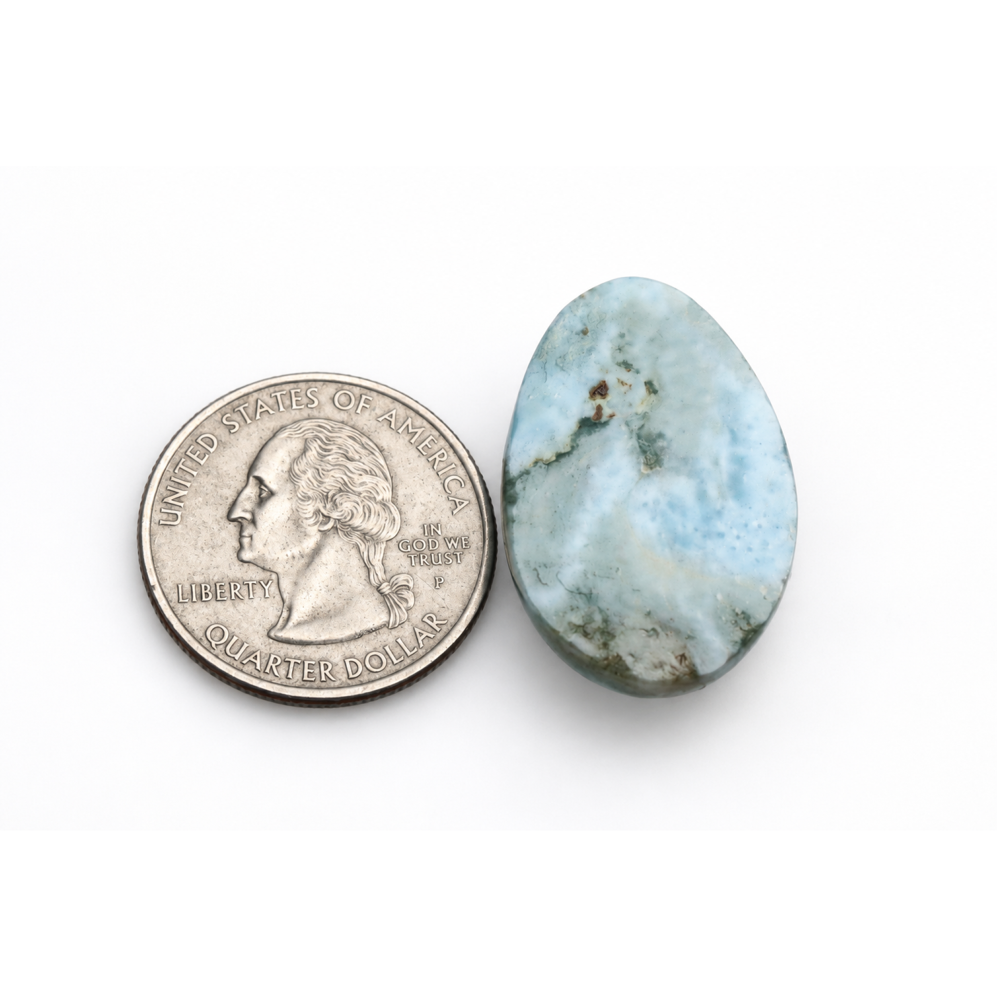 Genuine handcrafted sky blue Dominican Larimar cabochon 30mm – photo 5