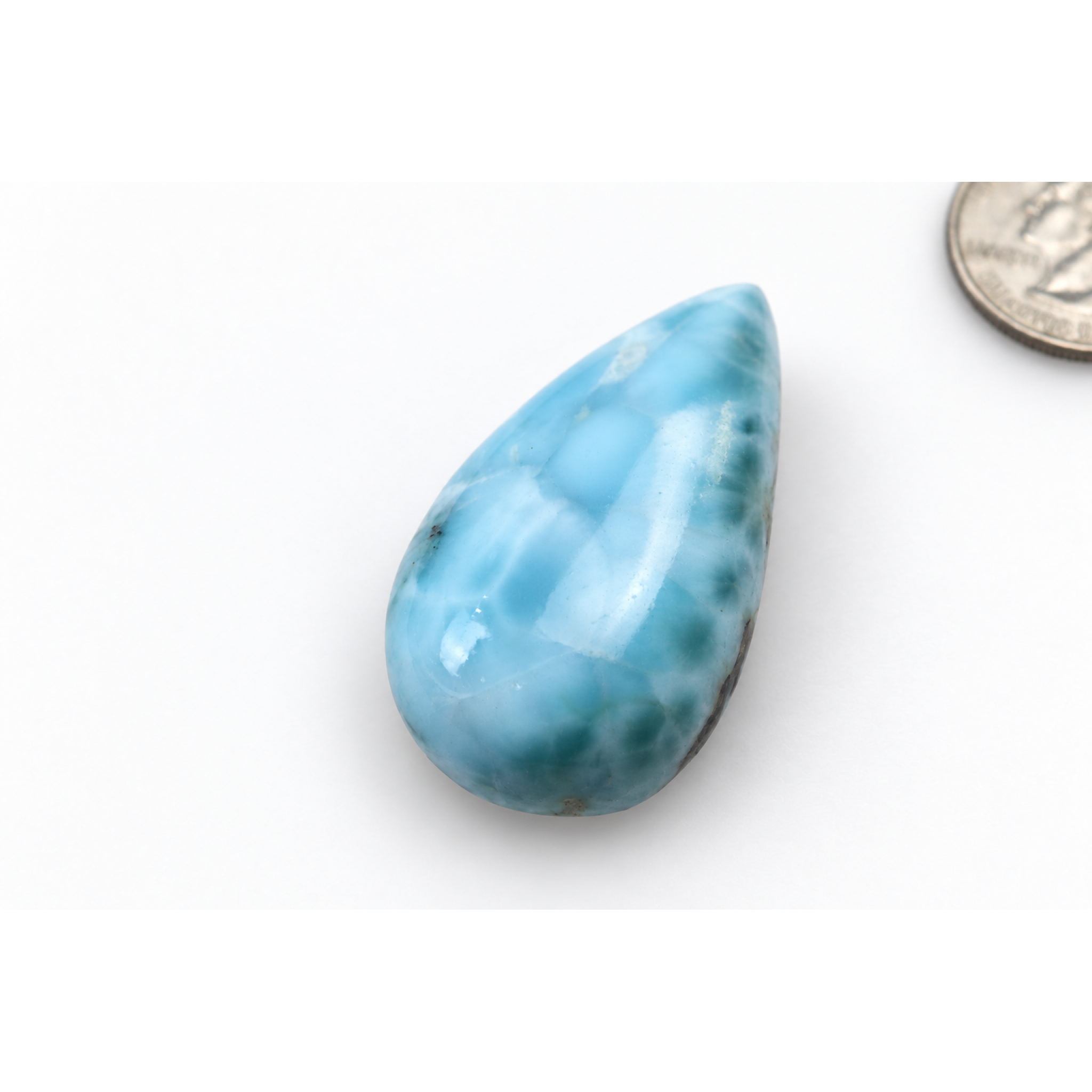Genuine handcrafted sky blue Dominican Larimar cabochon 35mm – photo 4