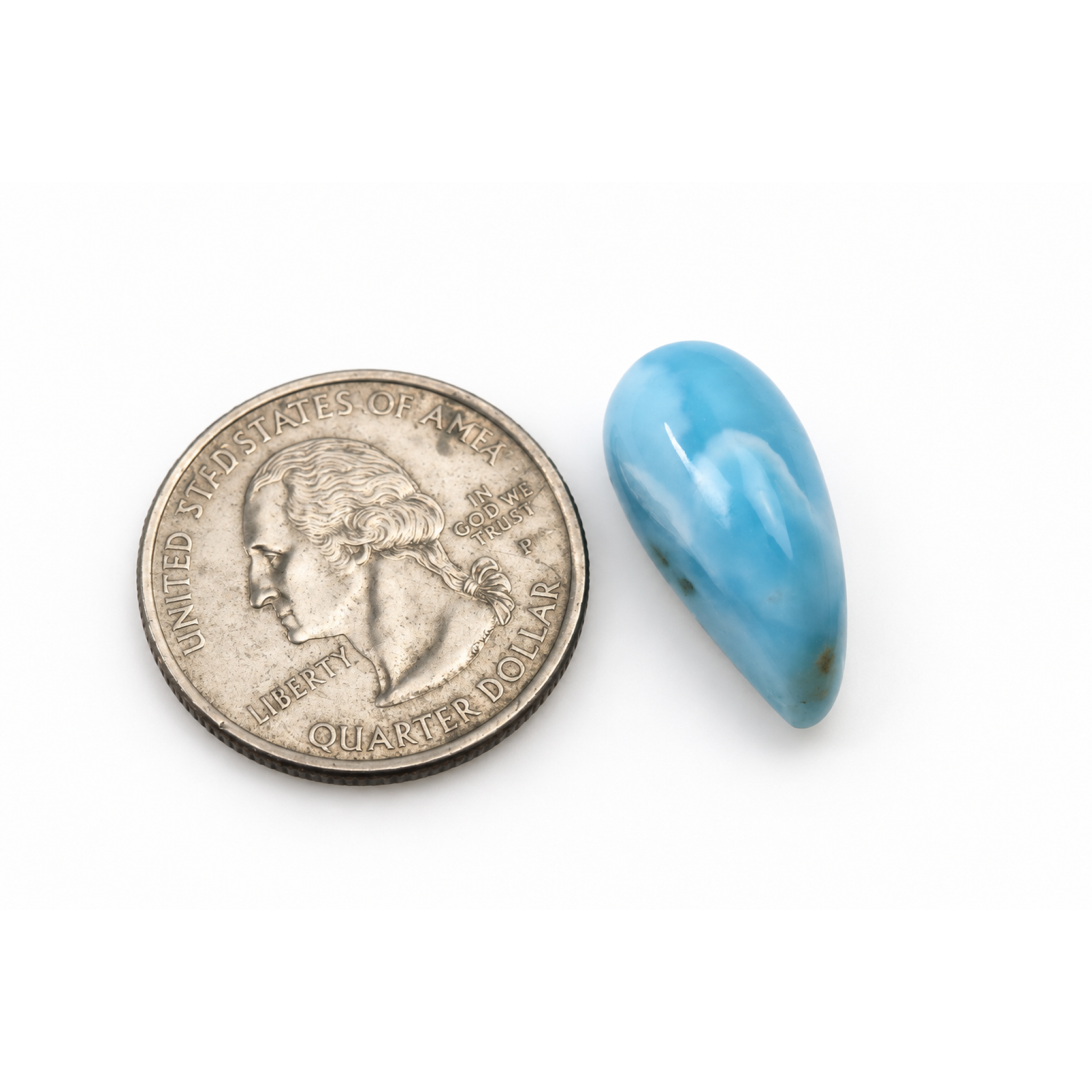 Genuine handcrafted sky blue Dominican Larimar cabochon 21mm – photo 5