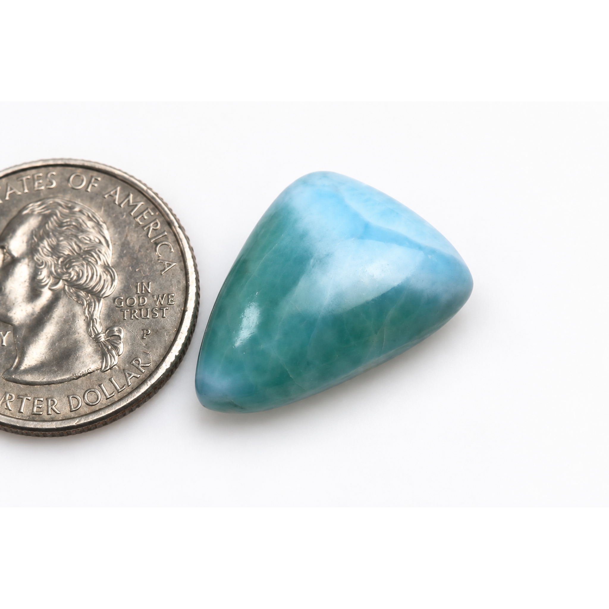 Genuine handcrafted ocean blue Dominican Larimar cabochon 21mm – photo 4